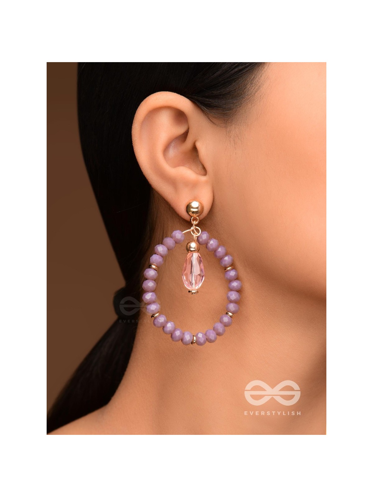 MAUVEING ON - GOLDEN BEADS EARRINGS