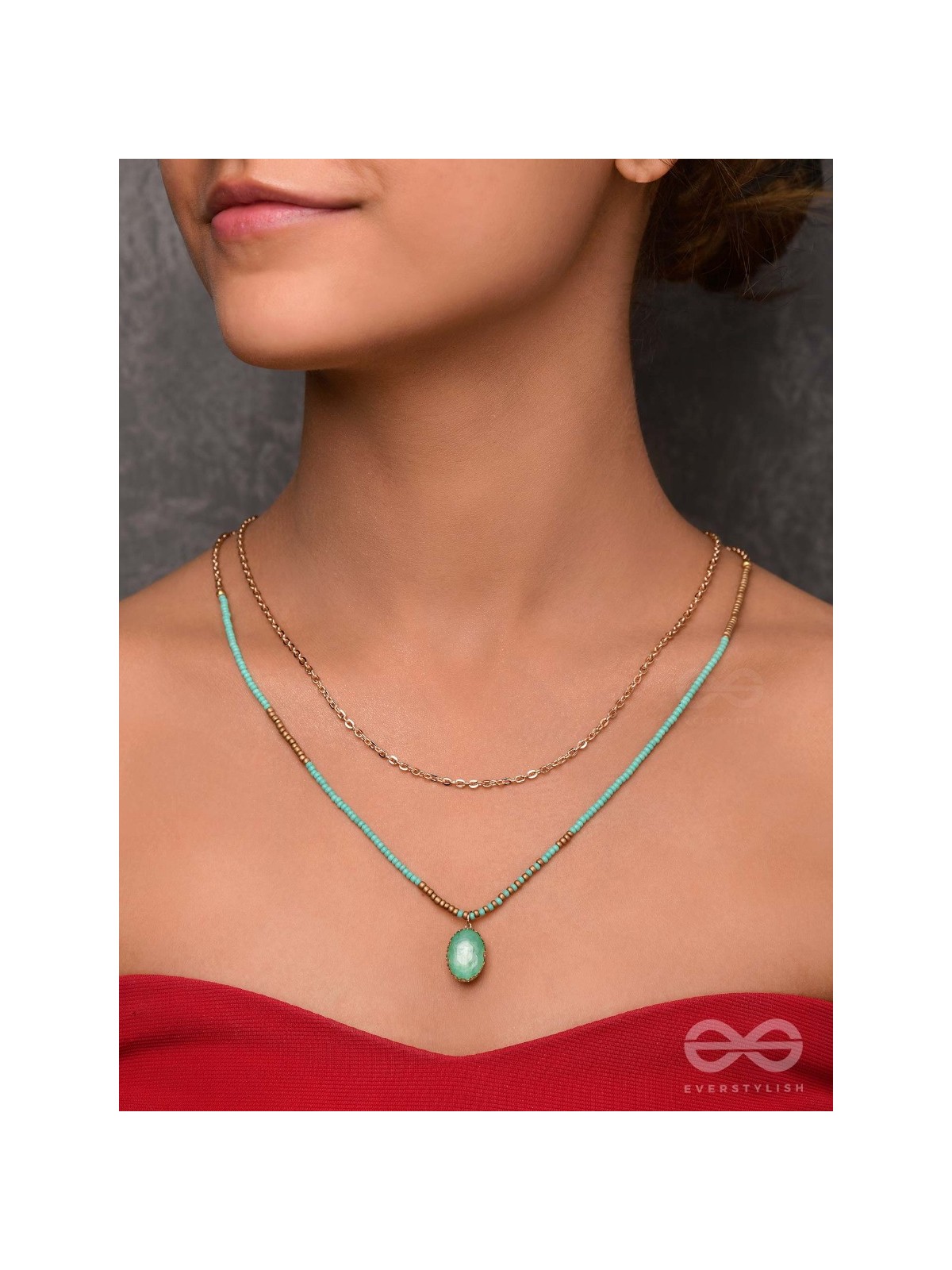 The Aquamarine Elegance - Everyday Wear Layered Necklace With Anti-Tarnish Coating 