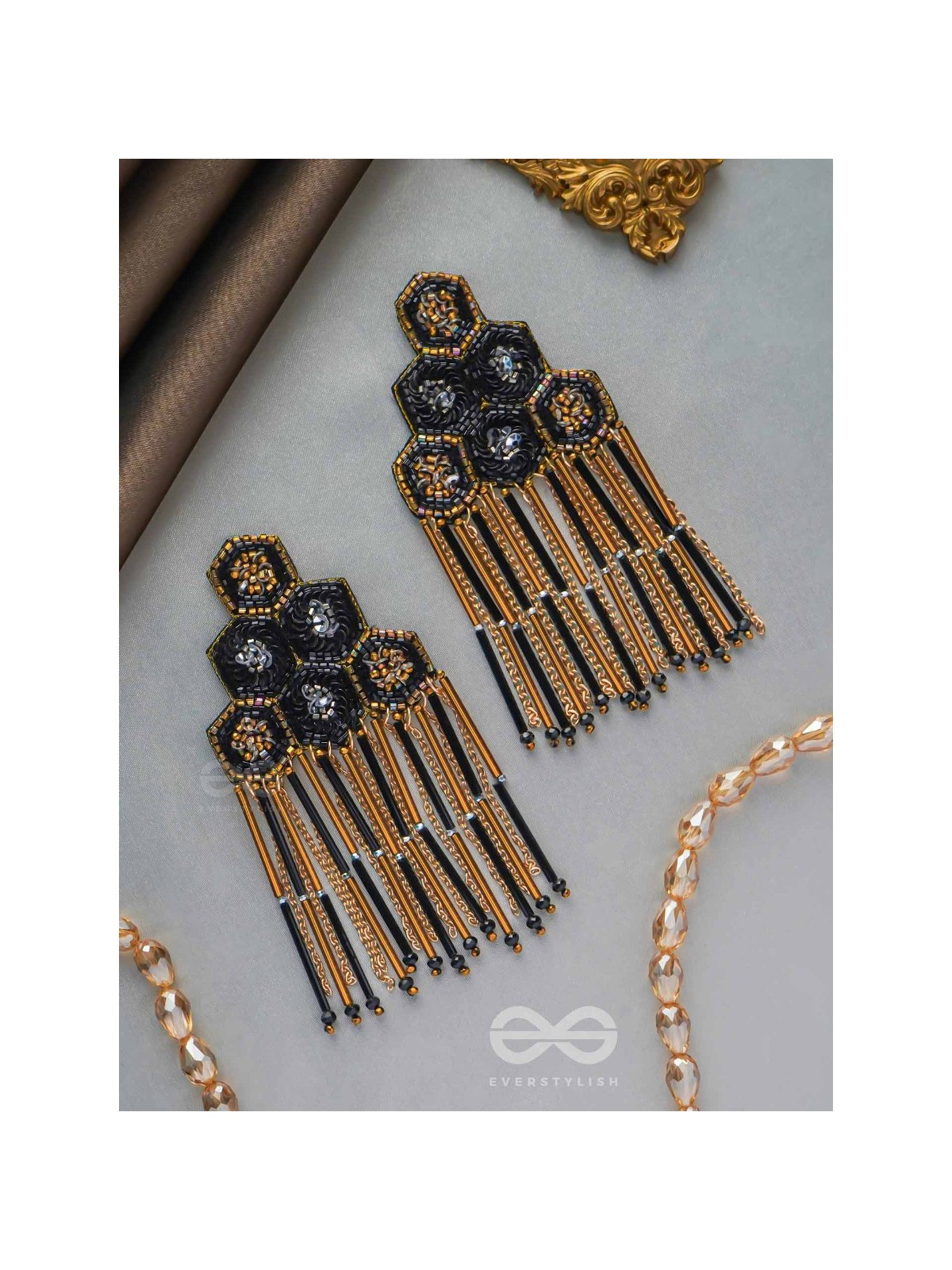 Alokika - The Unique One - Sequins And Cutdana Hand Embroidered Earrings