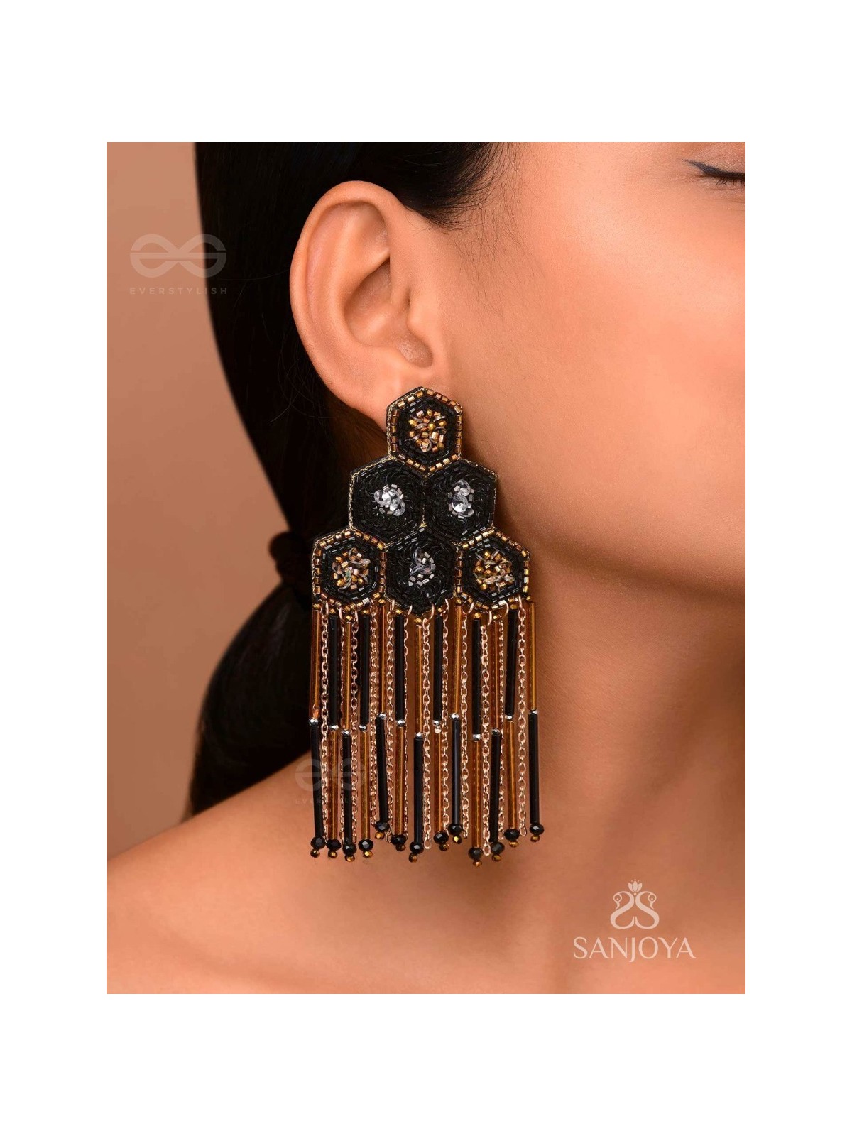 Alokika - The Unique One - Sequins And Cutdana Hand Embroidered Earrings