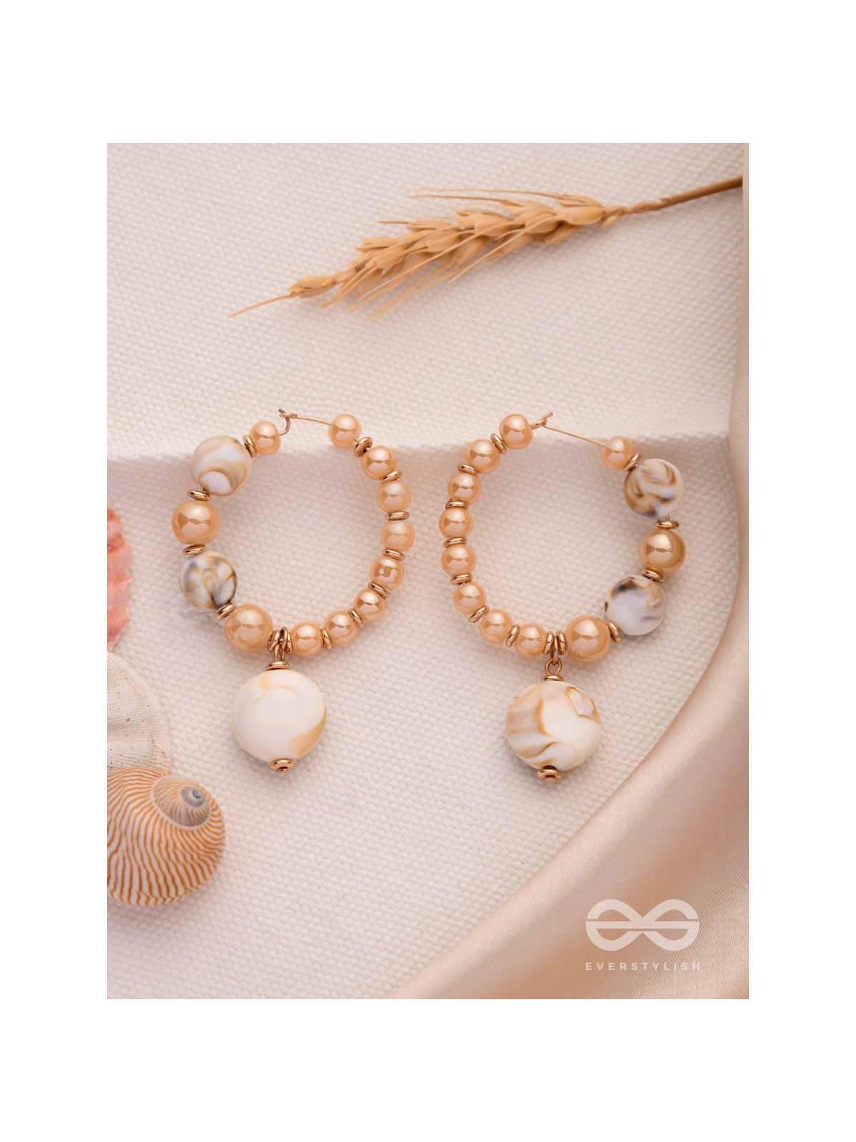 THE HEART-BEACH - GOLDEN EMBELLISHED HOOPS