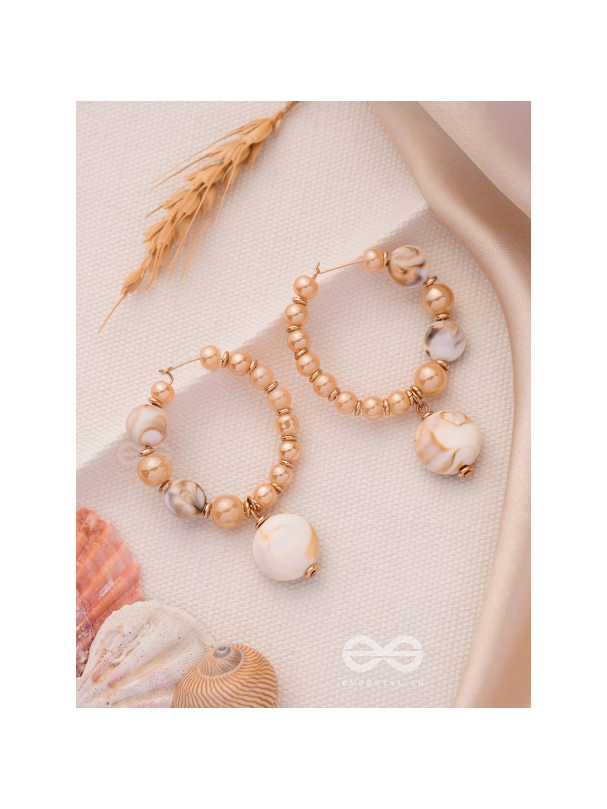 THE HEART-BEACH - GOLDEN EMBELLISHED HOOPS
