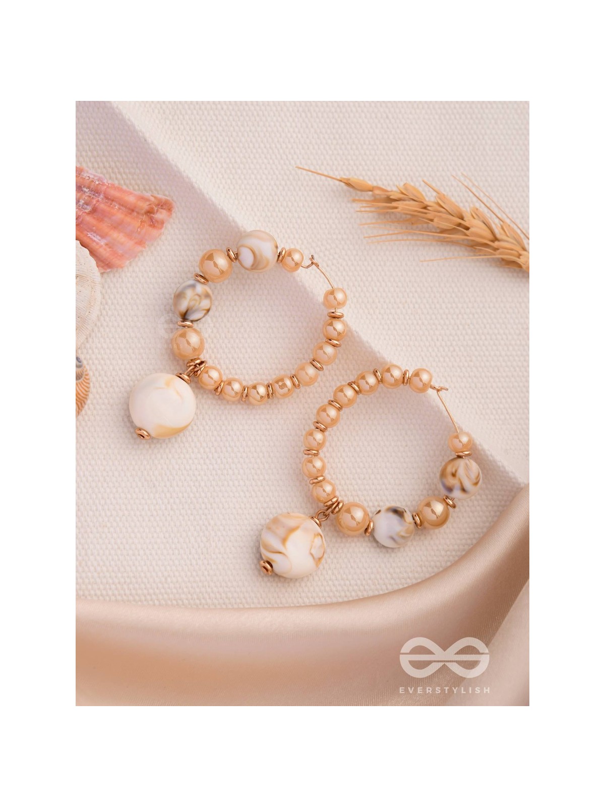 THE HEART-BEACH - GOLDEN EMBELLISHED HOOPS