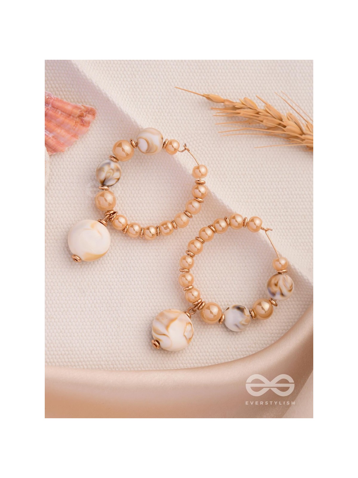 THE HEART-BEACH - GOLDEN EMBELLISHED HOOPS