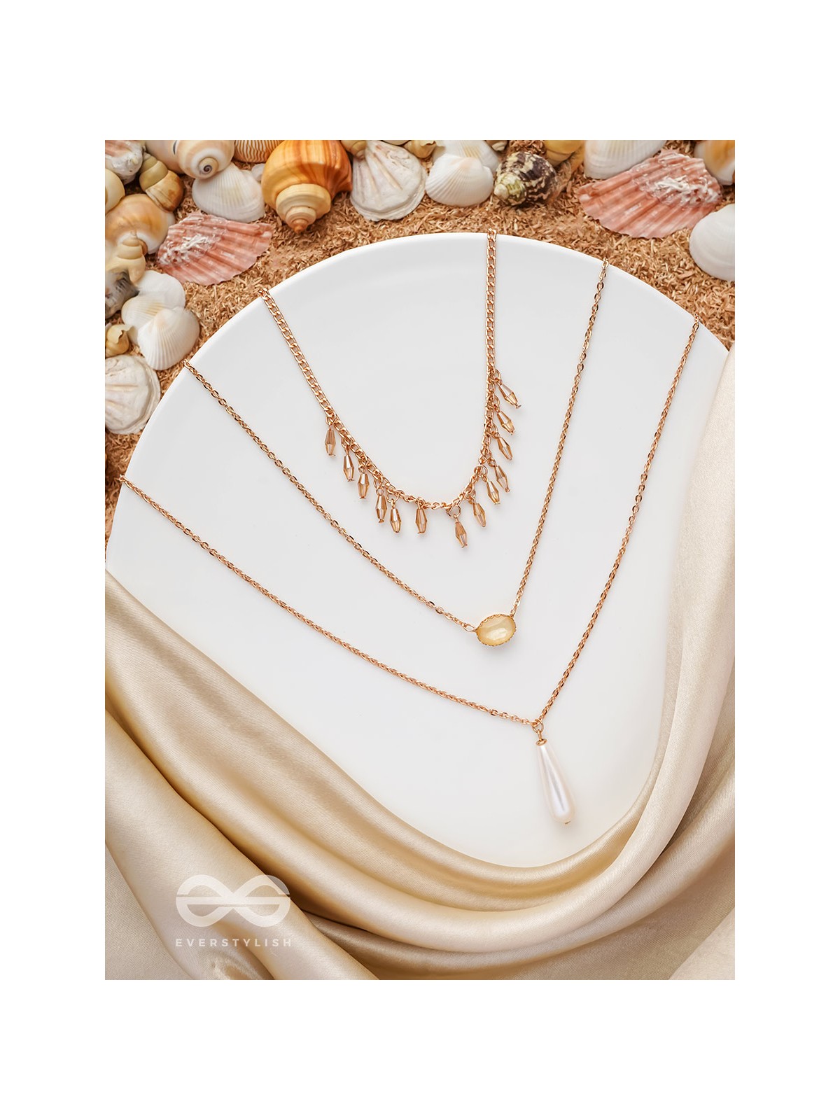 The Reality Stone -  Golden Layered Necklace  With Anti-Tarnish Coating 