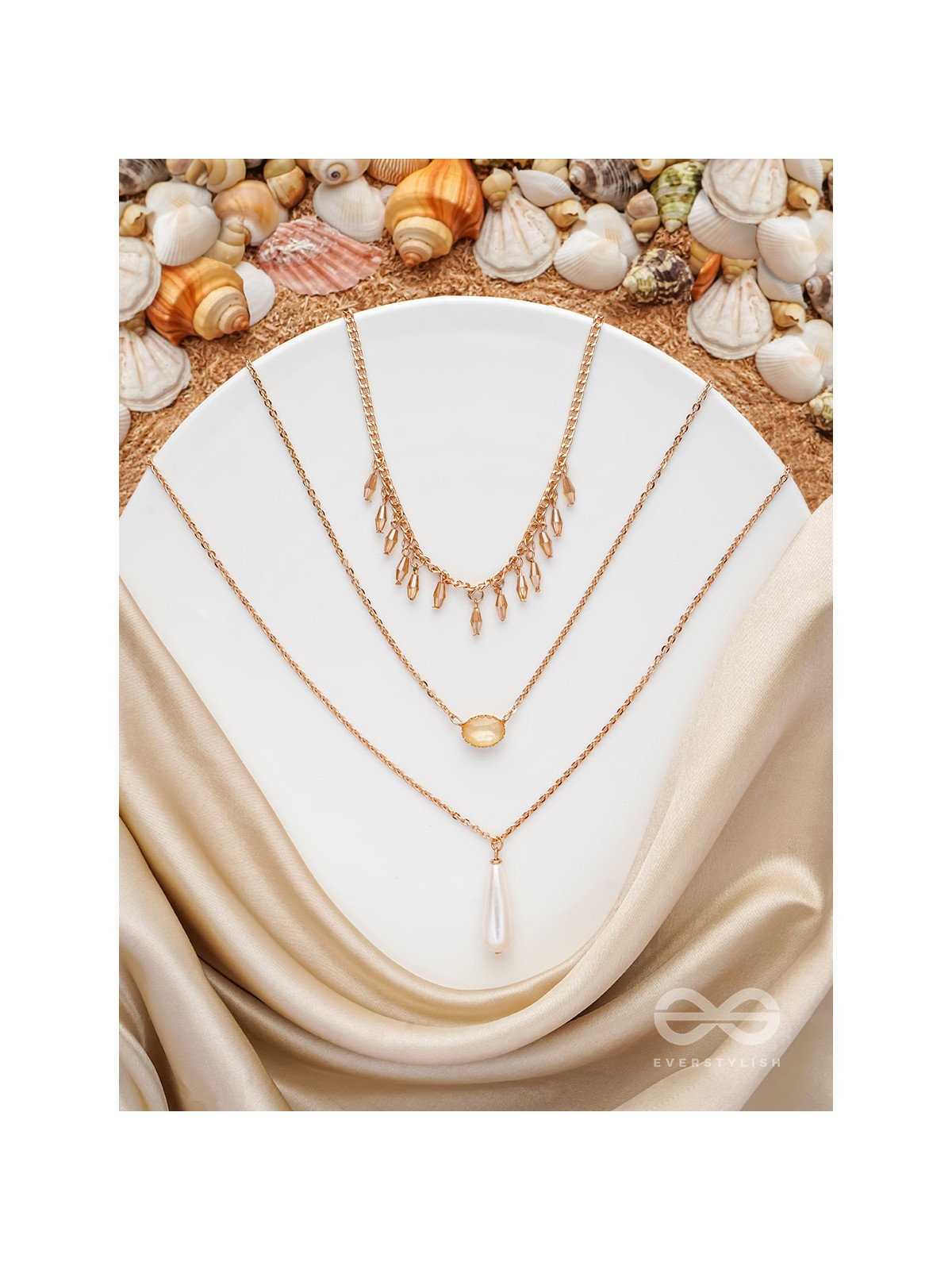 The Reality Stone -  Golden Layered Necklace  With Anti-Tarnish Coating 