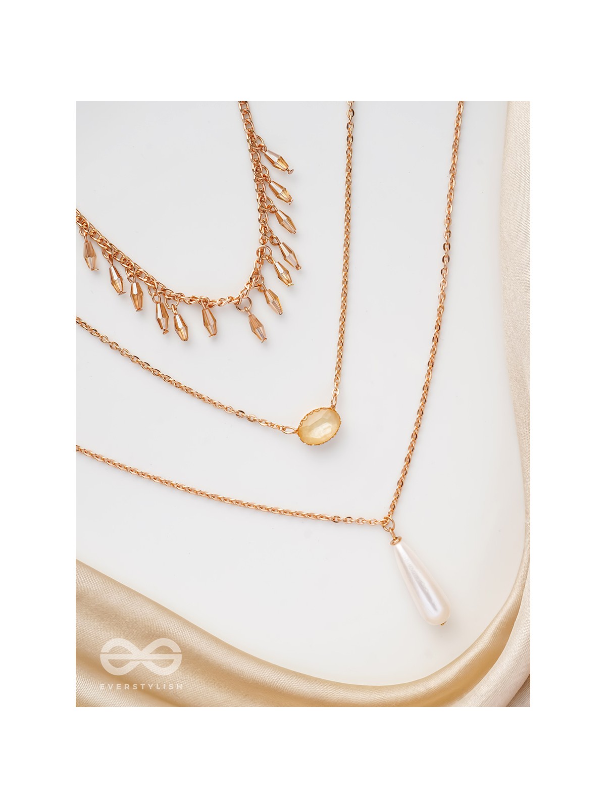 The Reality Stone -  Golden Layered Necklace  With Anti-Tarnish Coating 