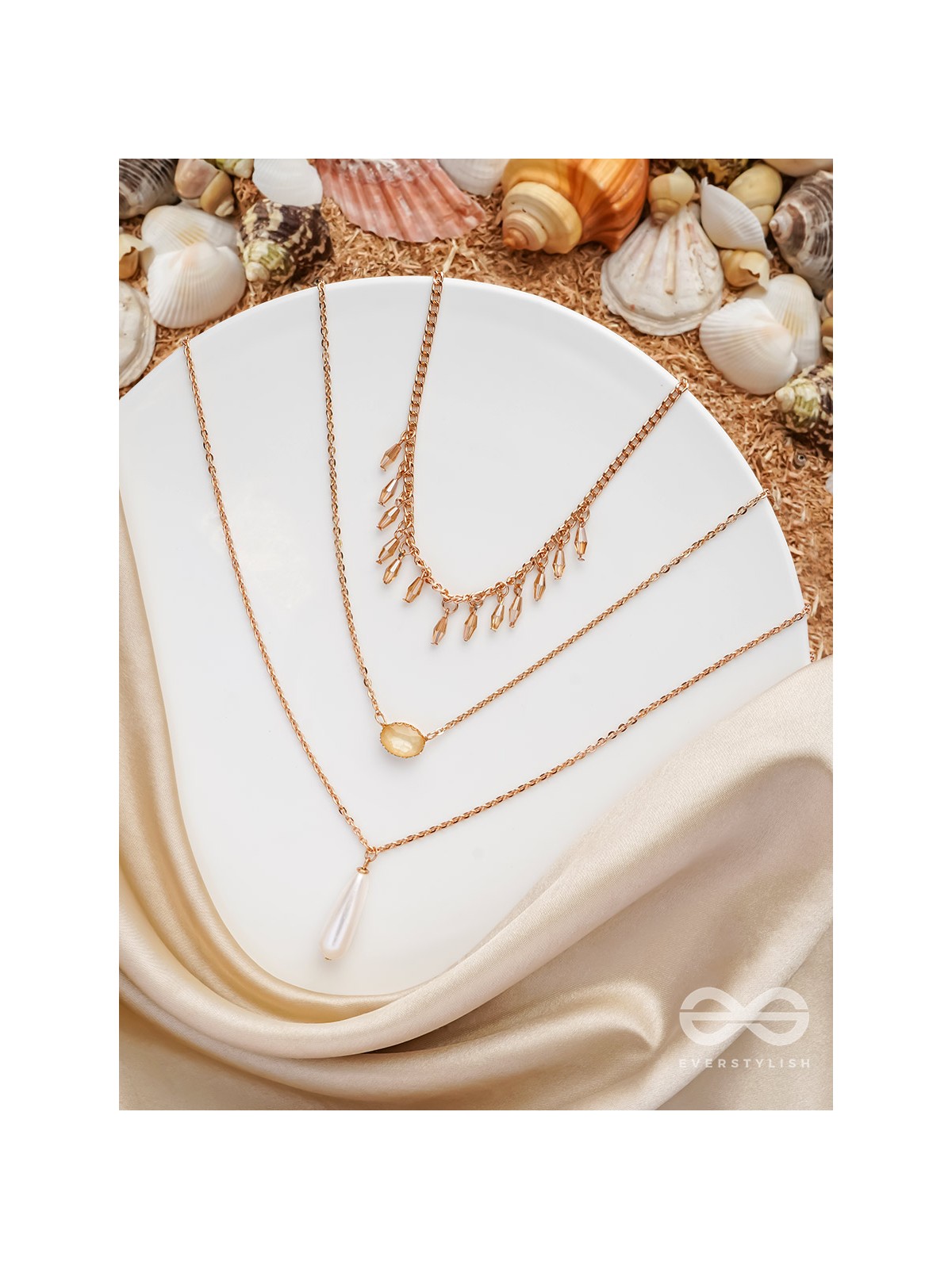 The Reality Stone -  Golden Layered Necklace  With Anti-Tarnish Coating 