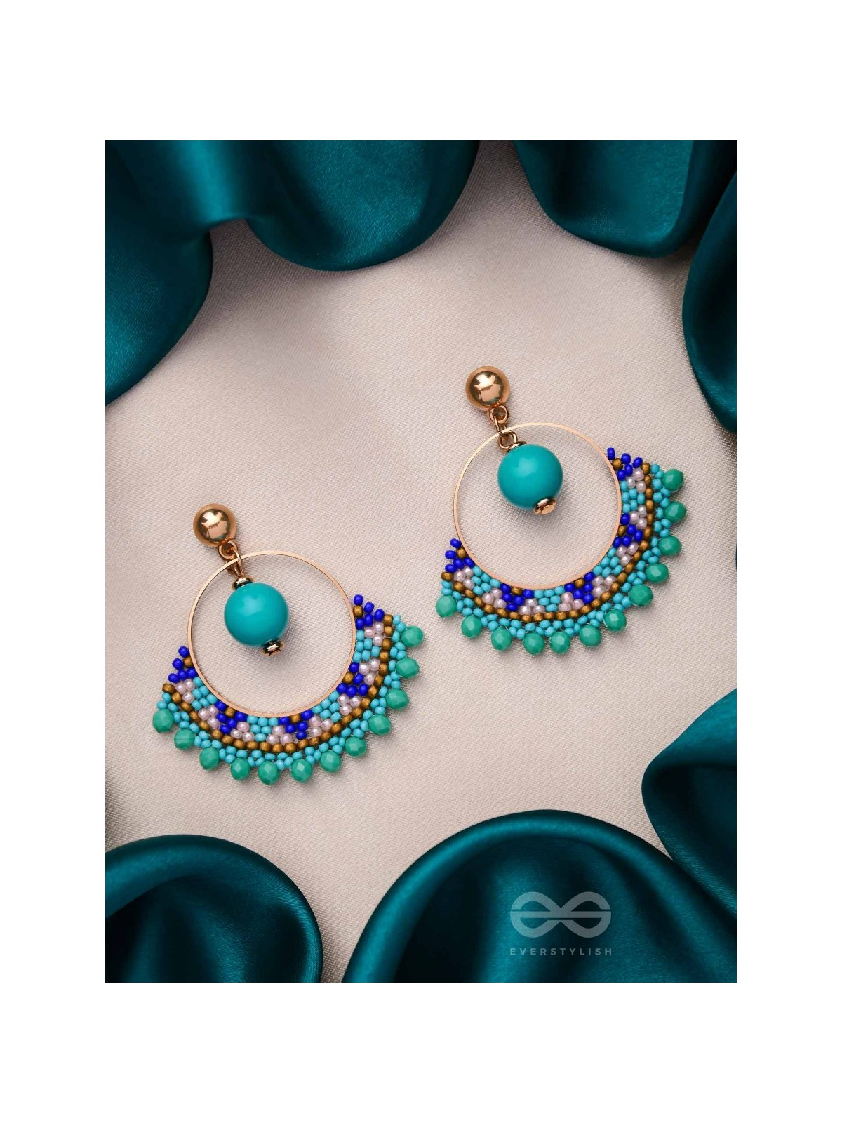 THE BLUE BLINKS - BEADED HOOP EARRINGS