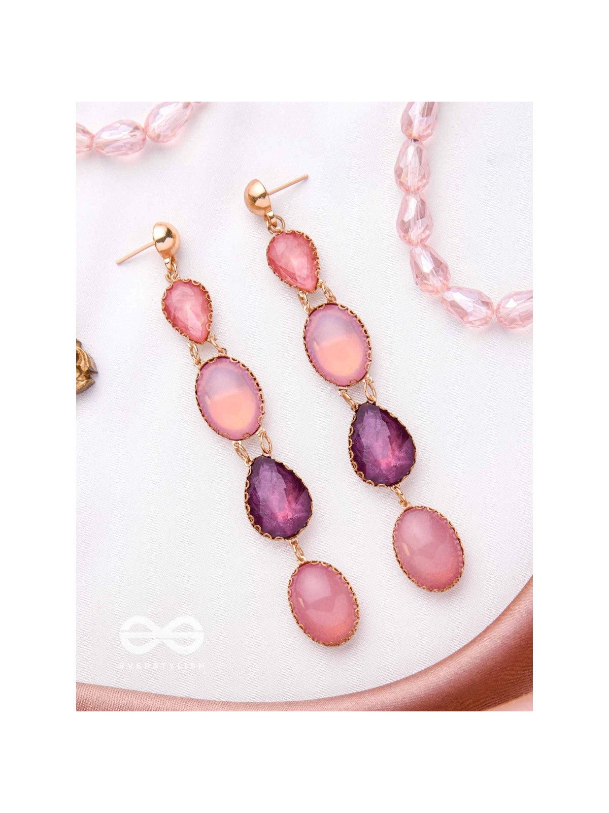 ROSE SOAKED RAIN - CLASSIC STATEMENT EARRINGS