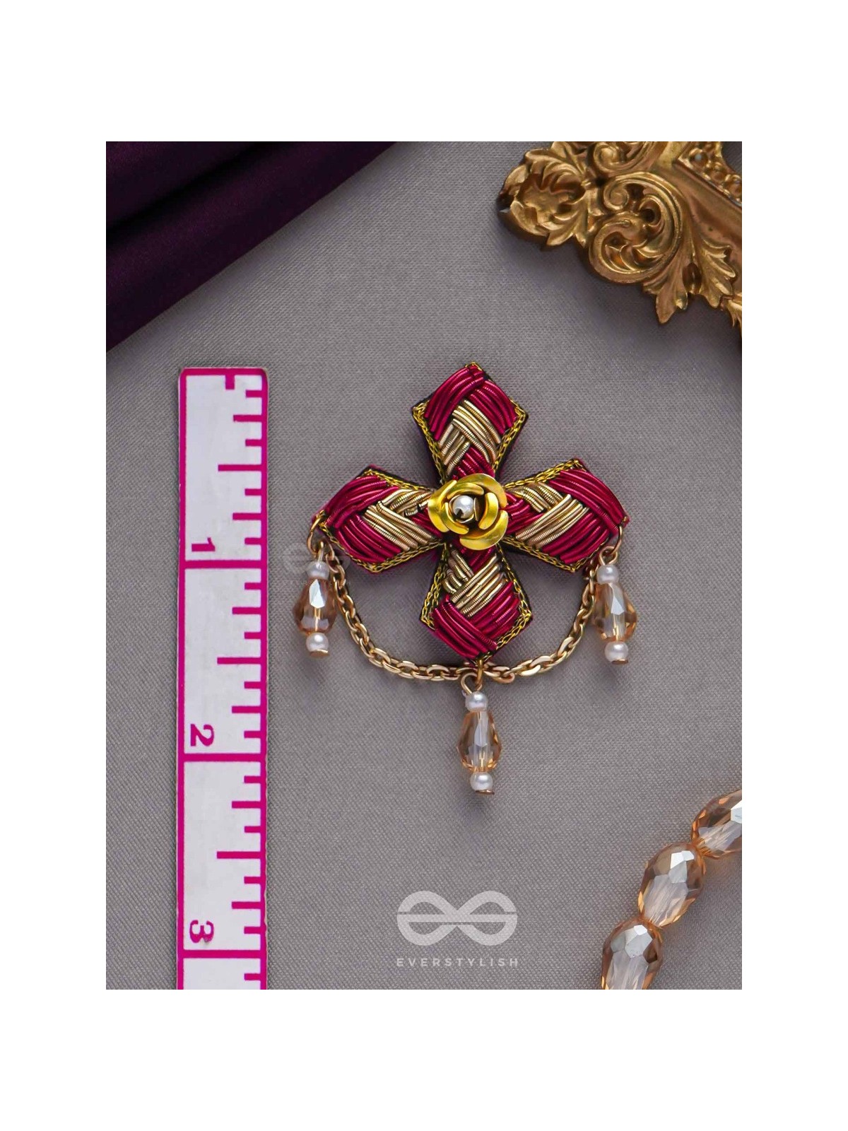 Chaarvi - The Beautiful And Elegant - Dabka And Glass Drops Hand Embroidered Earrings 