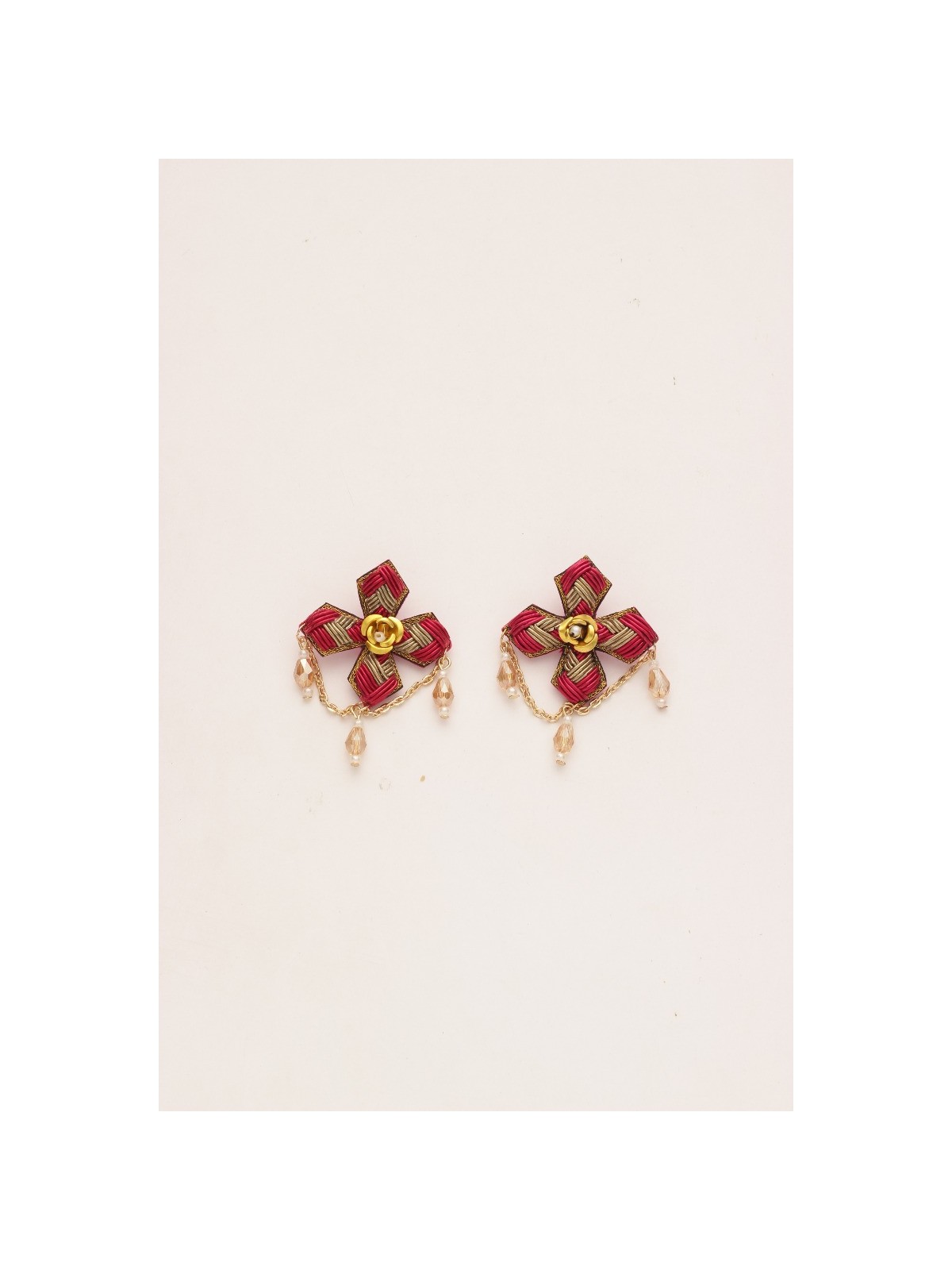 Chaarvi - The Beautiful And Elegant - Dabka And Glass Drops Hand Embroidered Earrings 