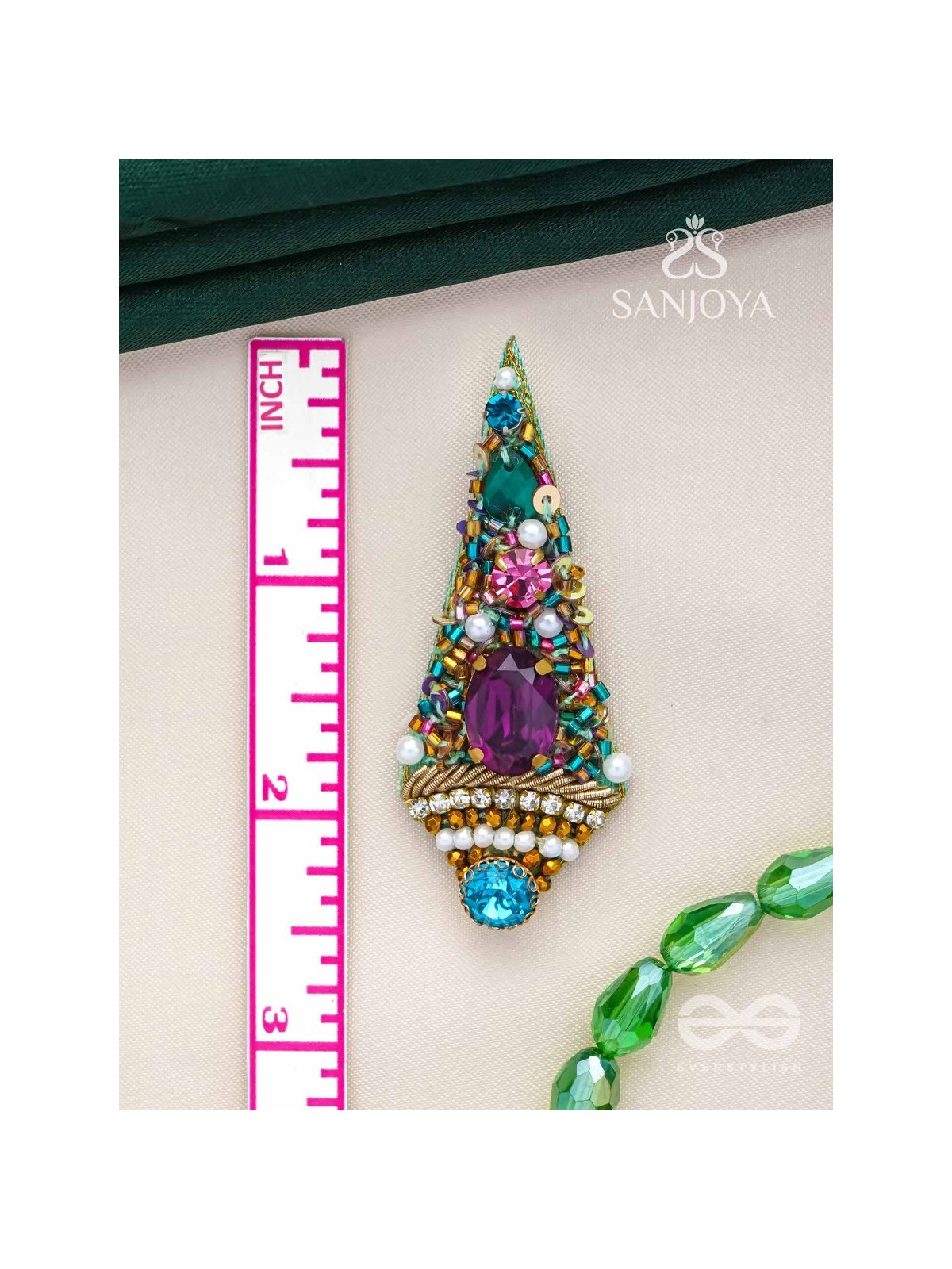 Anangika - The Lovely One - Pearls, Stones And Beads Hand Embroidered Earrings