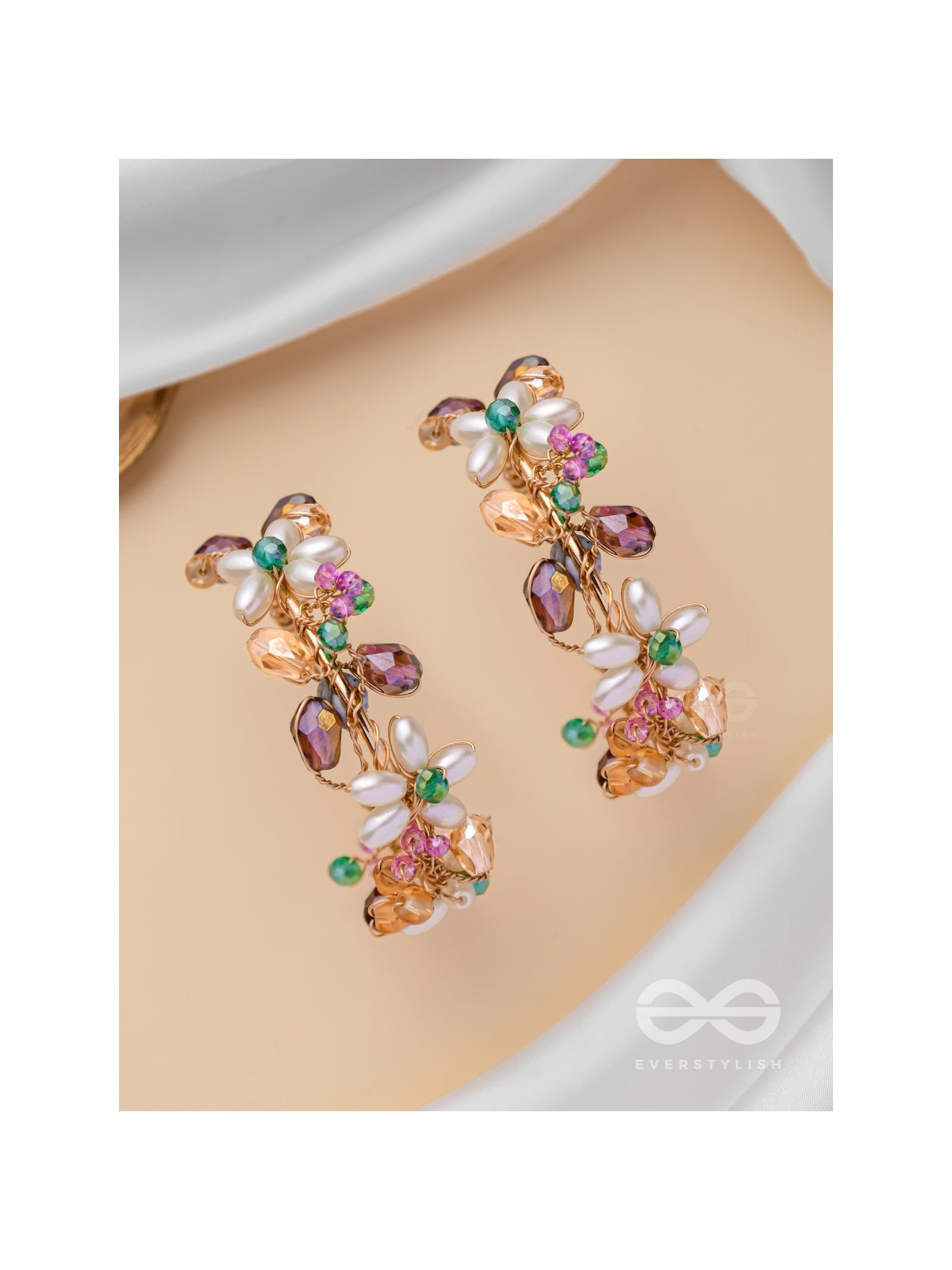 The Multicolored Blossom - Beaded Hoop Earrings