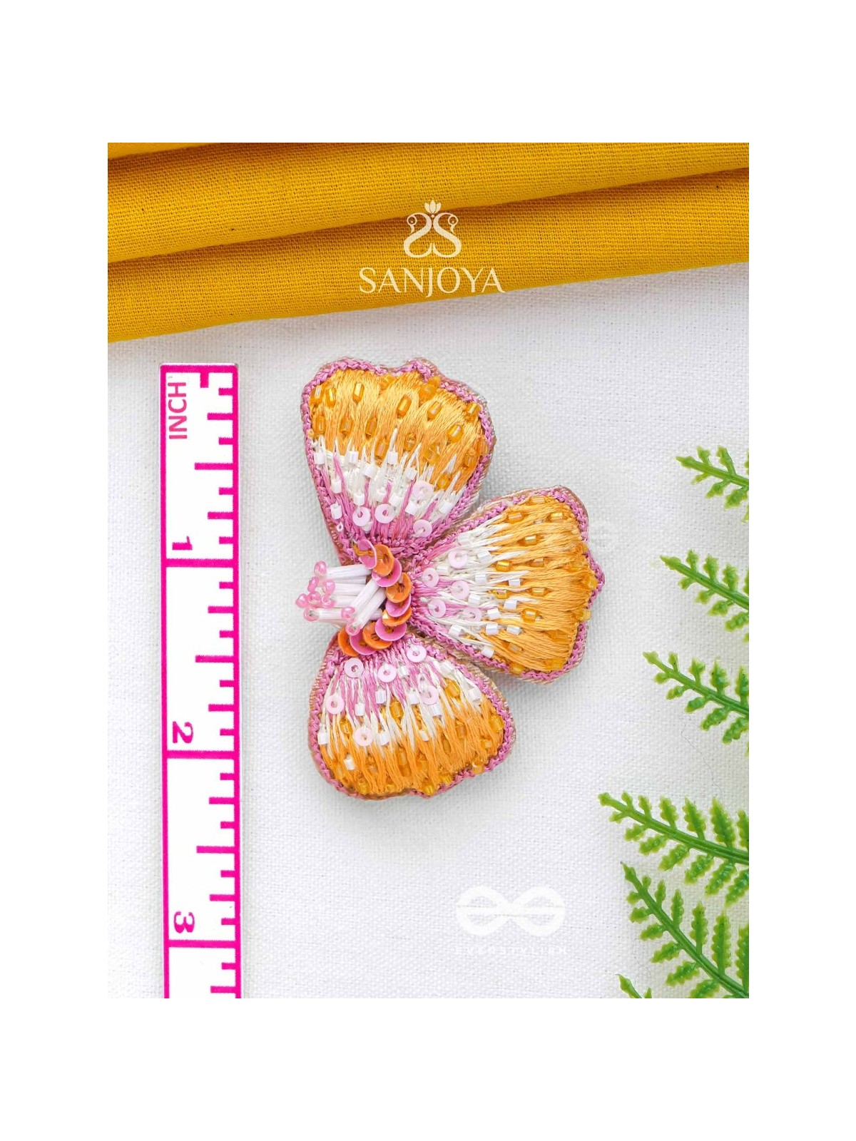 Shobhana - The Shining - Sequins And Resham Hand Embroidered Earrings (Pink & Mustard)