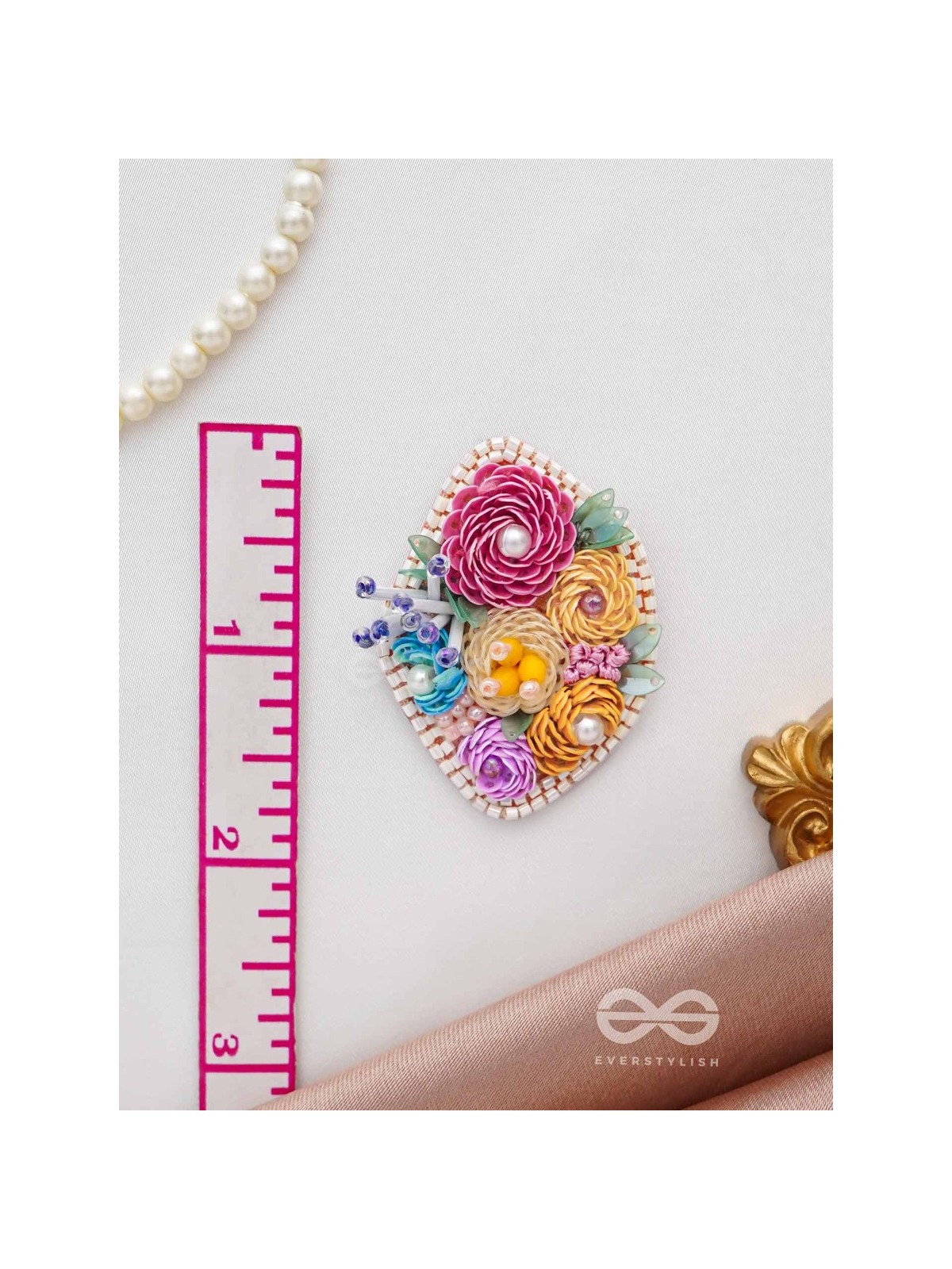 VASANTIKA- THE SPRING BLOOM - SEQUINS,PEARLS AND RESHAM EMBROIDERED EARRINGS (MULTICOLOR)