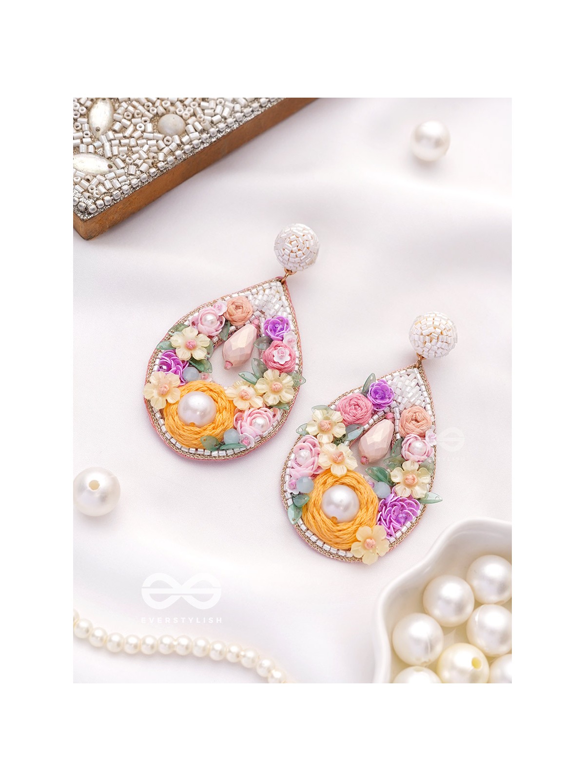 Anahata - The Harmonious Elegance - Sequins, Cutdana And Resham Hand Embroidered Earrings