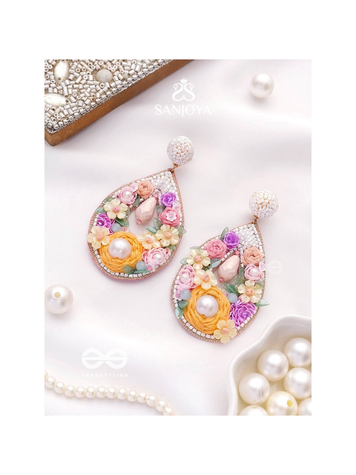 Anahata - The Harmonious Elegance - Sequins, Cutdana And Resham Hand Embroidered Earrings