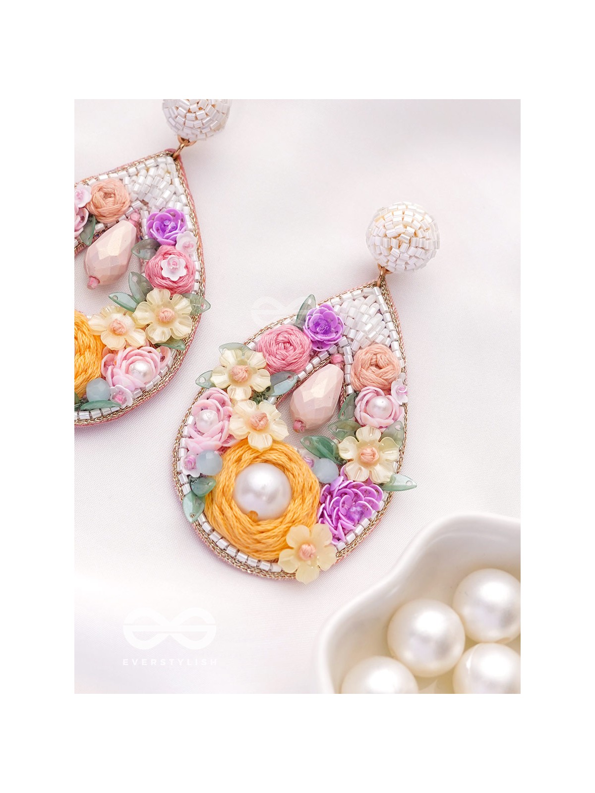 Anahata - The Harmonious Elegance - Sequins, Cutdana And Resham Hand Embroidered Earrings