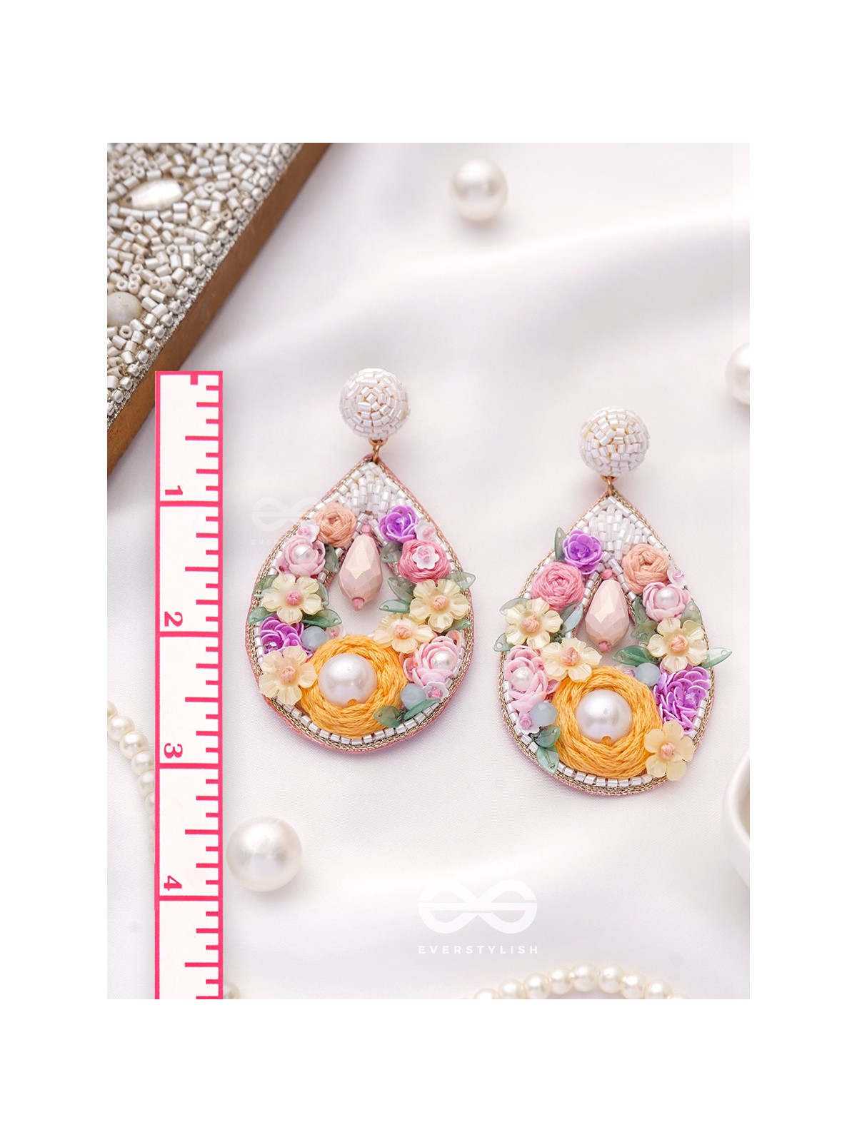 Anahata - The Harmonious Elegance - Sequins, Cutdana And Resham Hand Embroidered Earrings