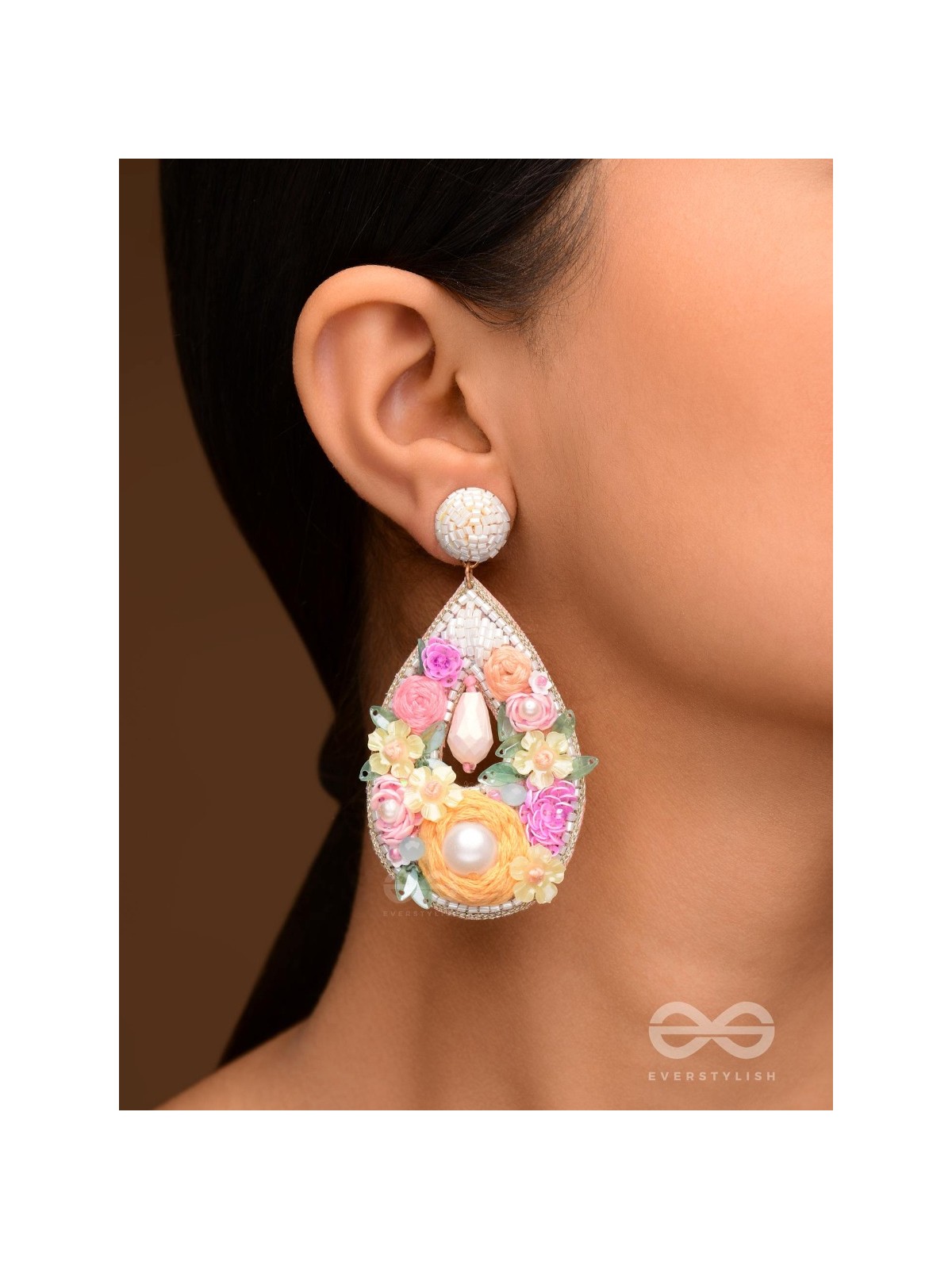 Anahata - The Harmonious Elegance - Sequins, Cutdana And Resham Hand Embroidered Earrings