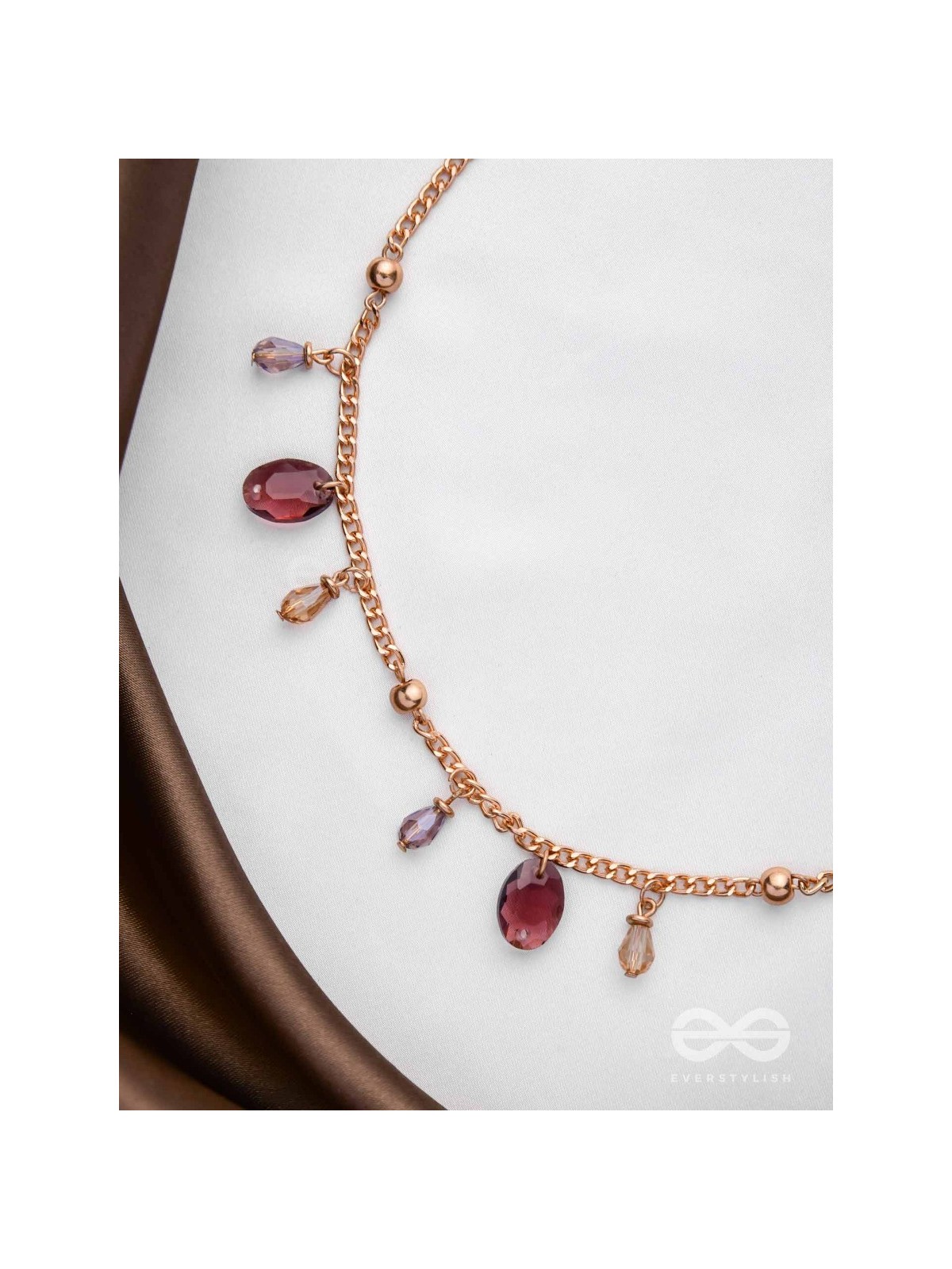 Dynamic Drizzling Wine - Classy Contemporary Necklace With Anti-Tarnish Coating 