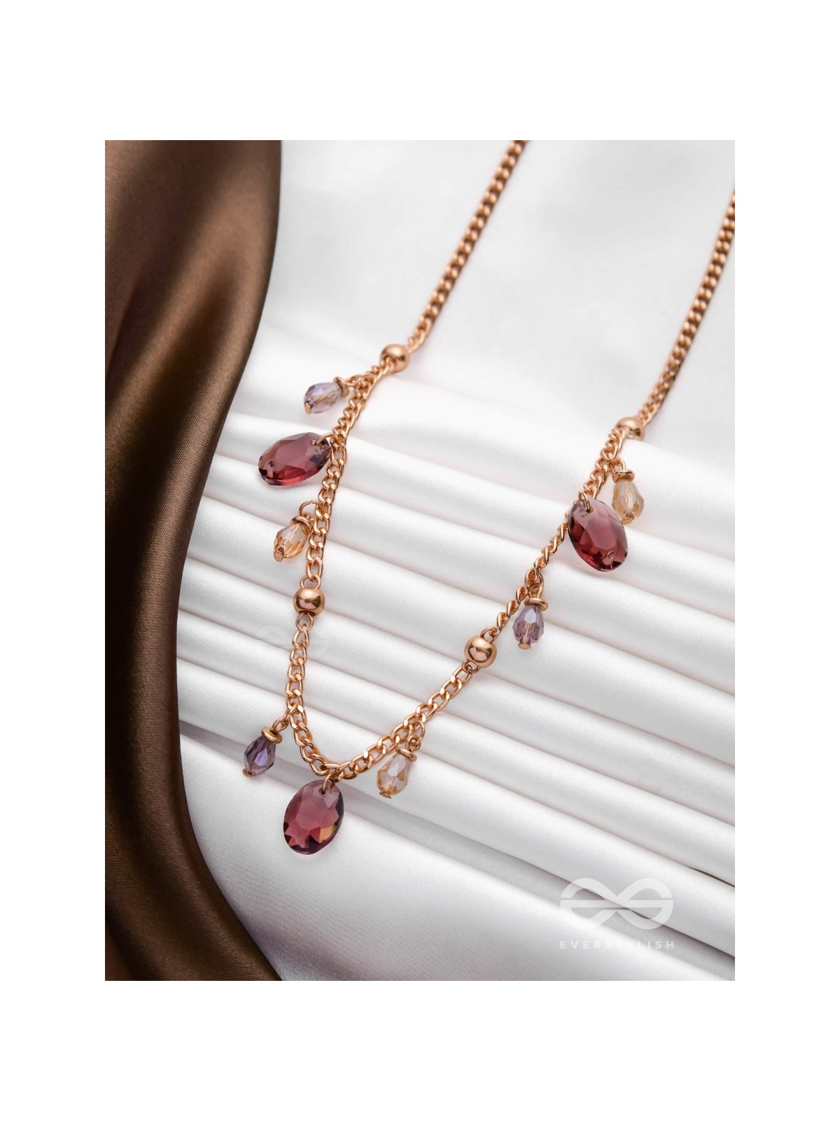 Dynamic Drizzling Wine - Classy Contemporary Necklace With Anti-Tarnish Coating 