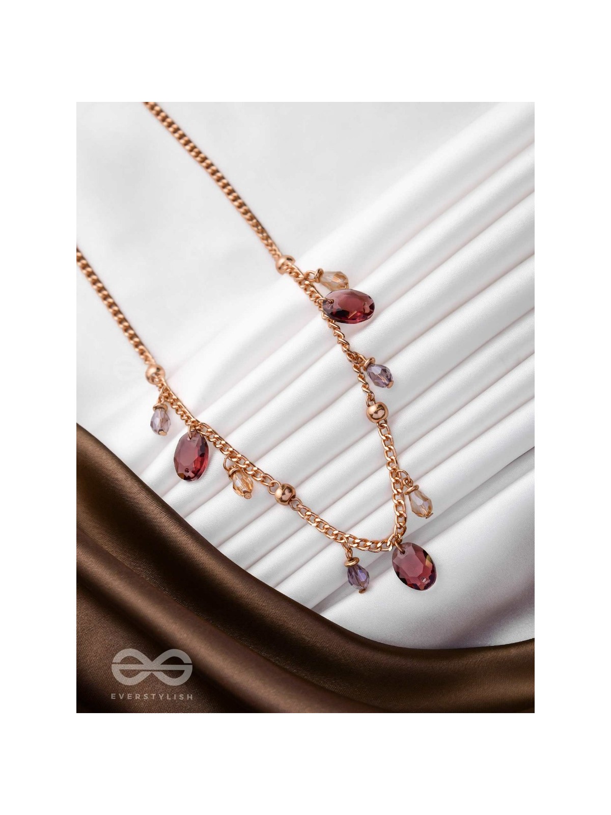 Dynamic Drizzling Wine - Classy Contemporary Necklace With Anti-Tarnish Coating 
