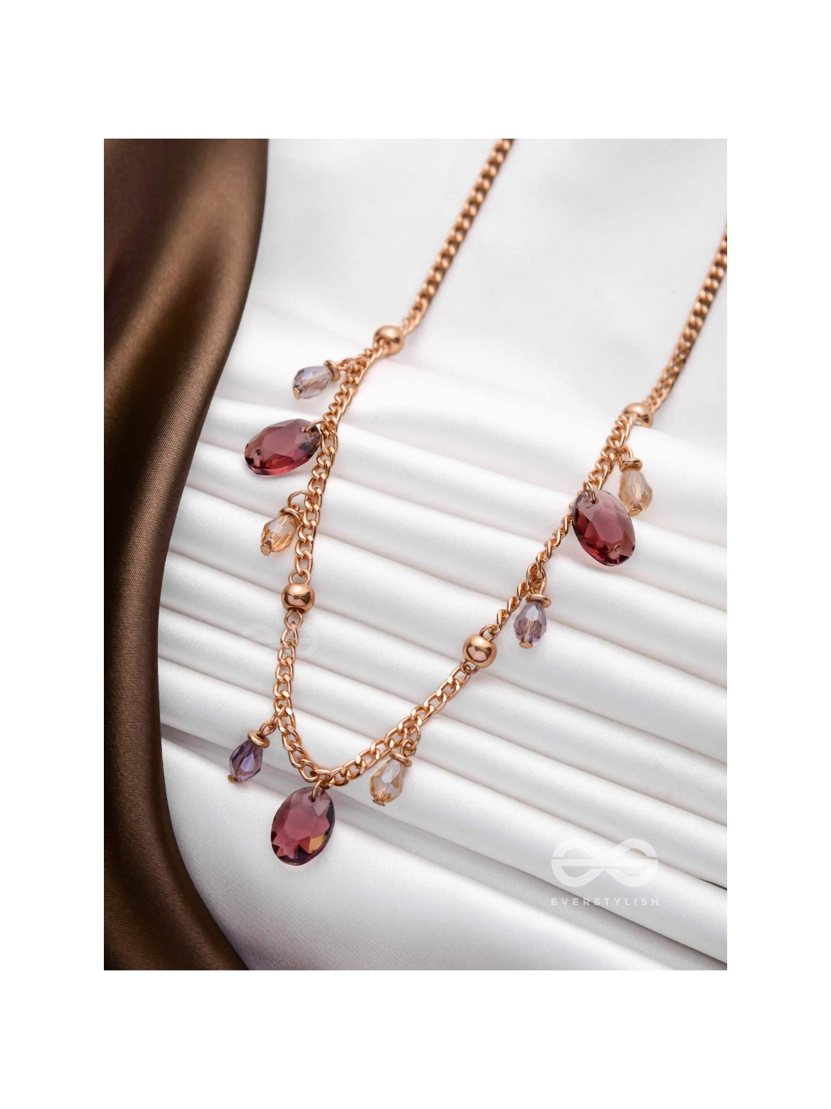 Dynamic Drizzling Wine - Classy Contemporary Necklace With Anti-Tarnish Coating 