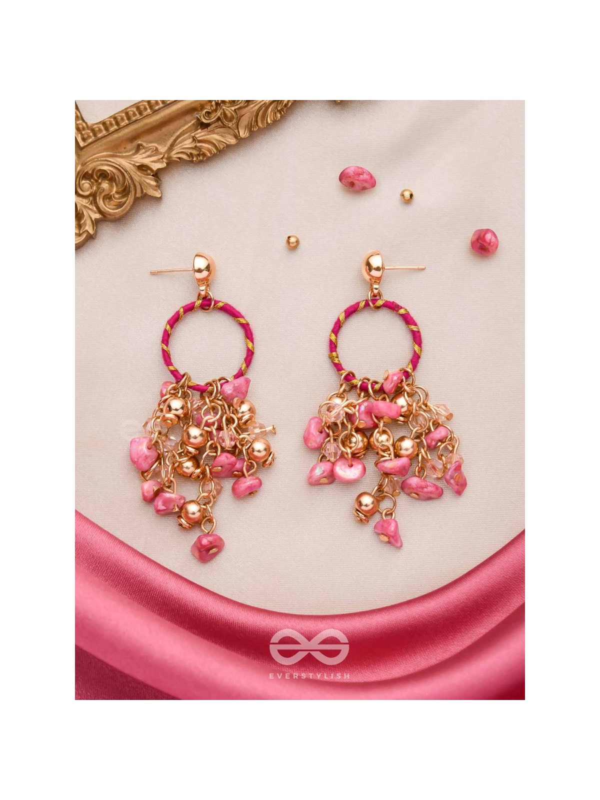 THE FUCHSIA GARDEN - WRAPPED WITH SILK THREAD DROP EARRINGS