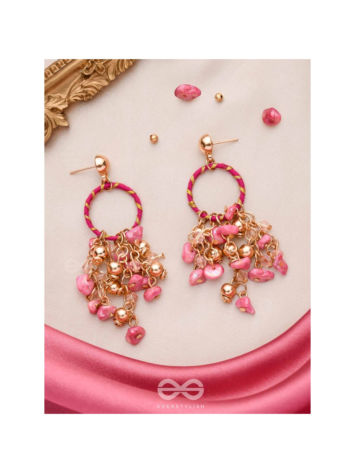 THE FUCHSIA GARDEN - WRAPPED WITH SILK THREAD DROP EARRINGS