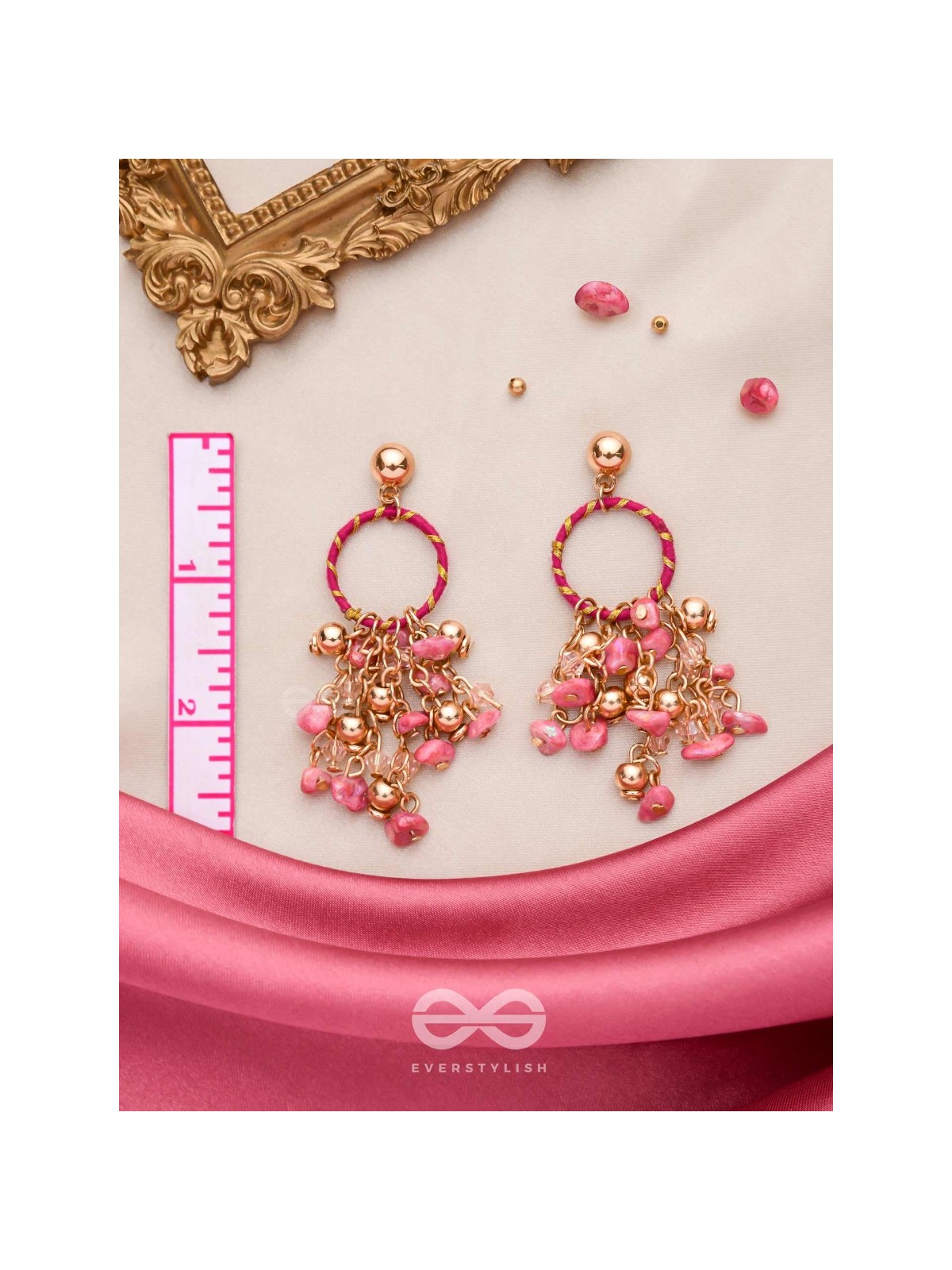 THE FUCHSIA GARDEN - WRAPPED WITH SILK THREAD DROP EARRINGS