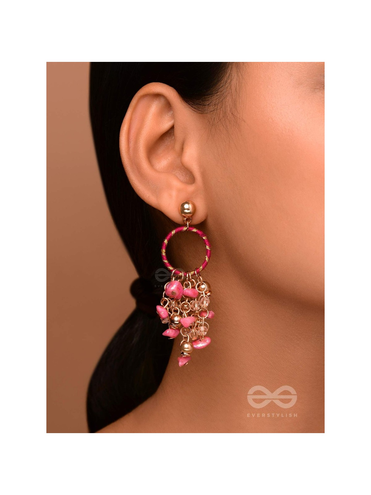 THE FUCHSIA GARDEN - WRAPPED WITH SILK THREAD DROP EARRINGS