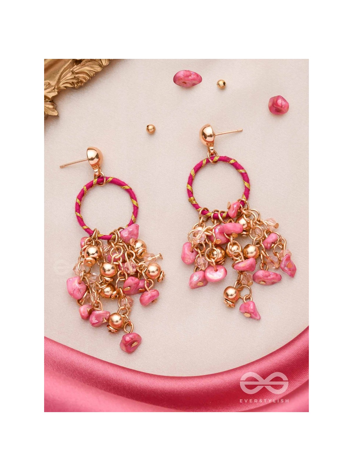 THE FUCHSIA GARDEN - WRAPPED WITH SILK THREAD DROP EARRINGS