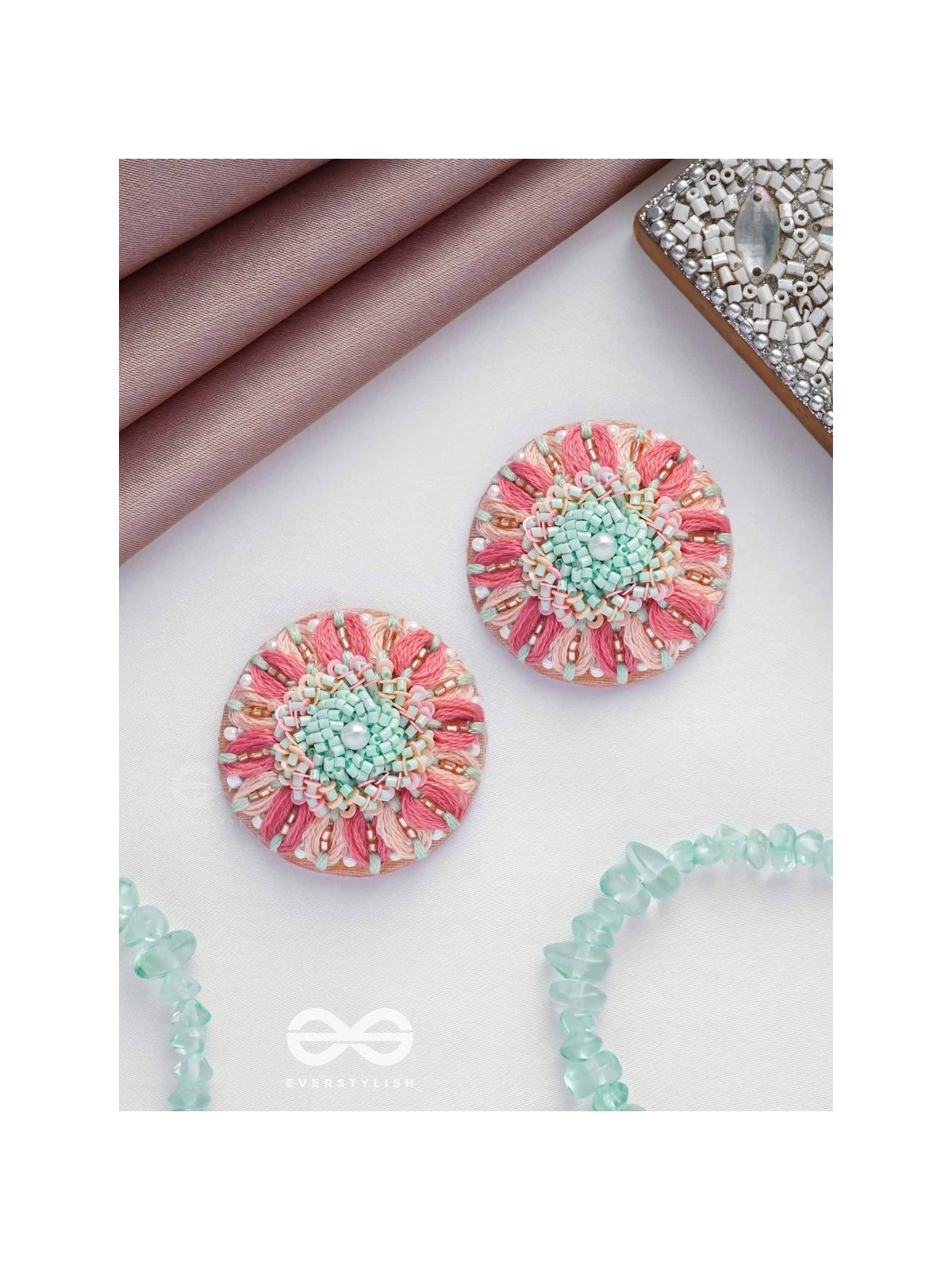 Priyasha - The Beloved Desire - Resham, Cutdana And Beads Hand Embroidered Earrings