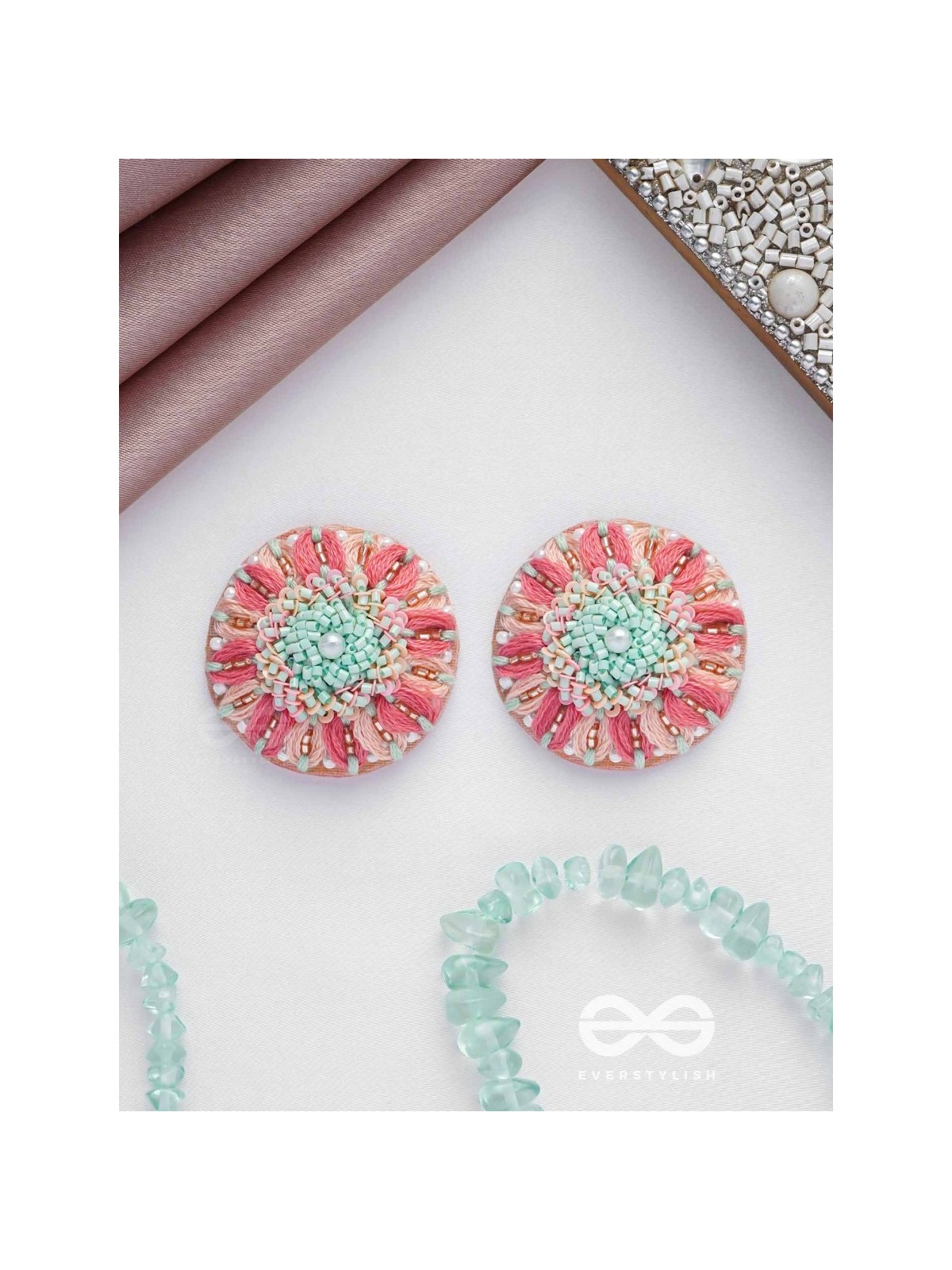 Priyasha - The Beloved Desire - Resham, Cutdana And Beads Hand Embroidered Earrings