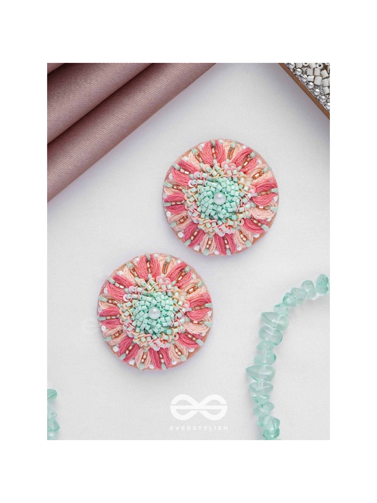 Priyasha - The Beloved Desire - Resham, Cutdana And Beads Hand Embroidered Earrings