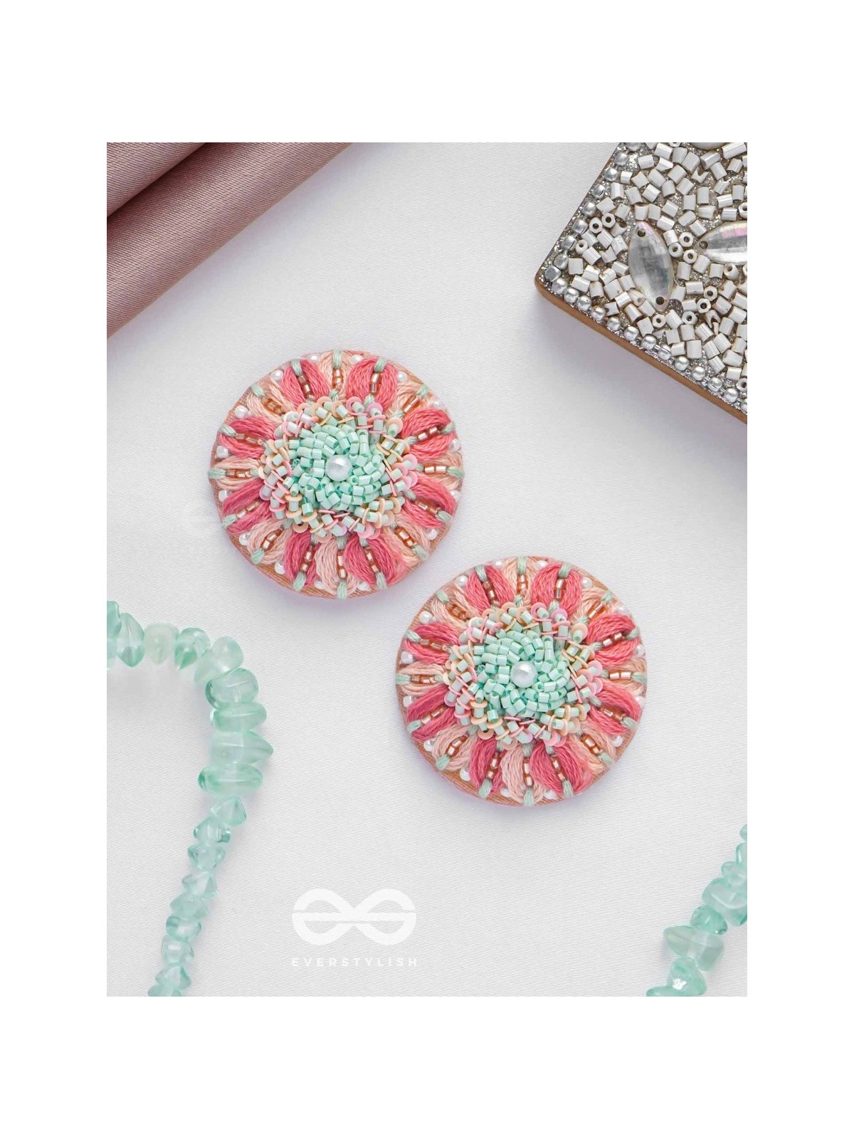 Priyasha - The Beloved Desire - Resham, Cutdana And Beads Hand Embroidered Earrings