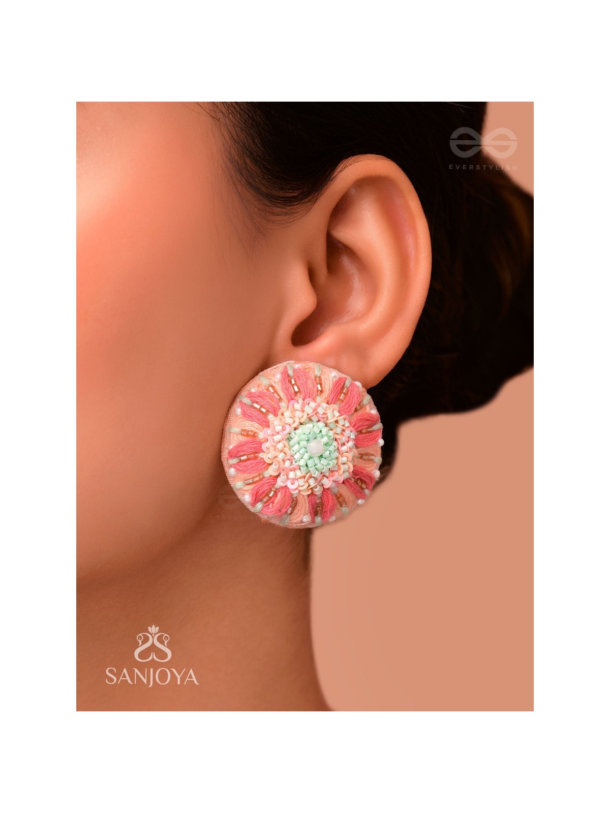 Priyasha - The Beloved Desire - Resham, Cutdana And Beads Hand Embroidered Earrings