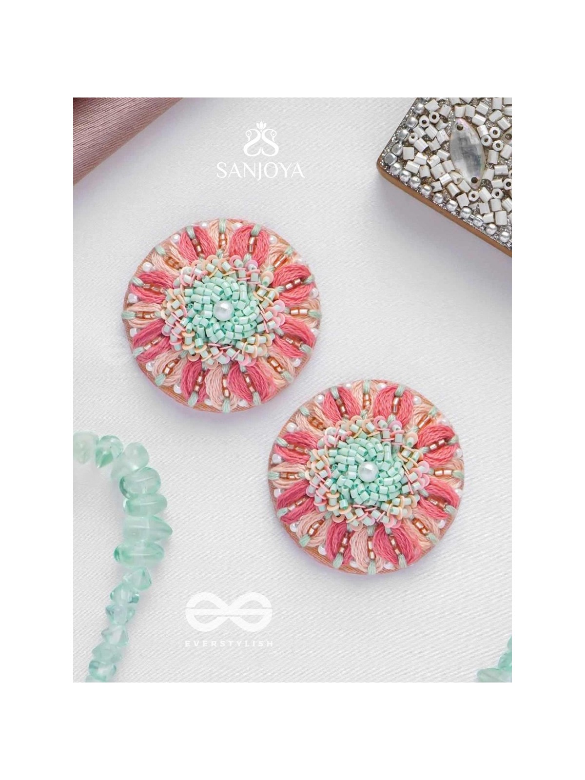 Priyasha - The Beloved Desire - Resham, Cutdana And Beads Hand Embroidered Earrings