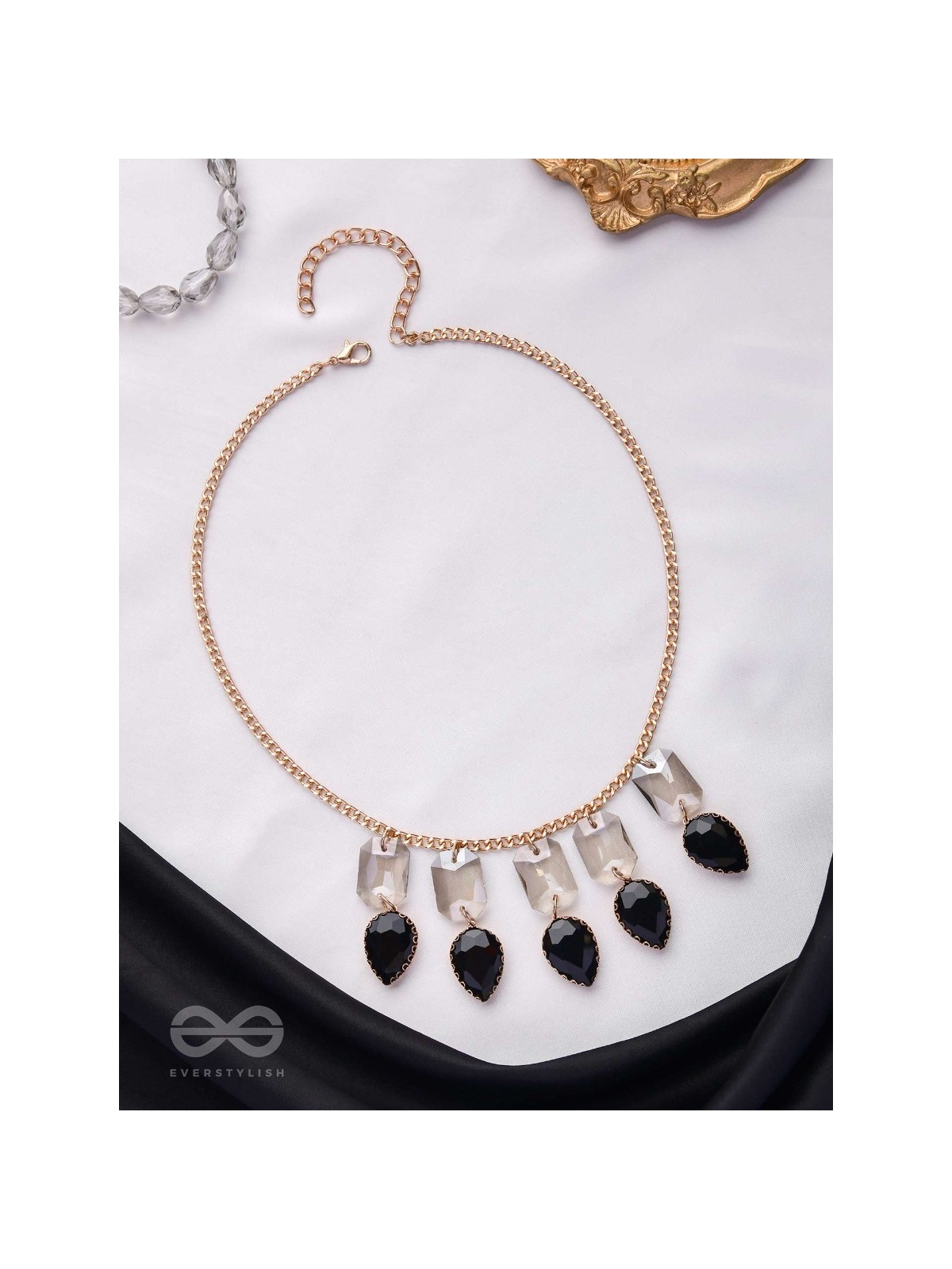 The Shadowed Nights -Golden Statement Neckpiece With Anti-Tarnish Coating 