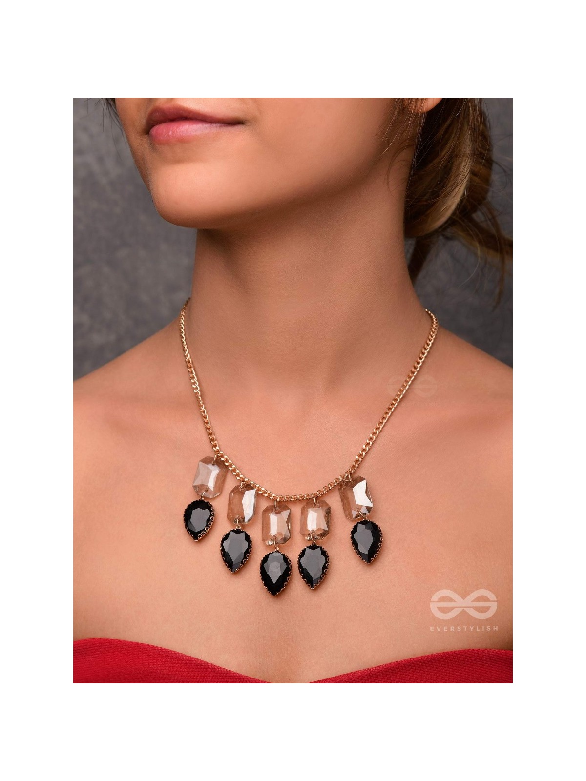 The Shadowed Nights -Golden Statement Neckpiece With Anti-Tarnish Coating 