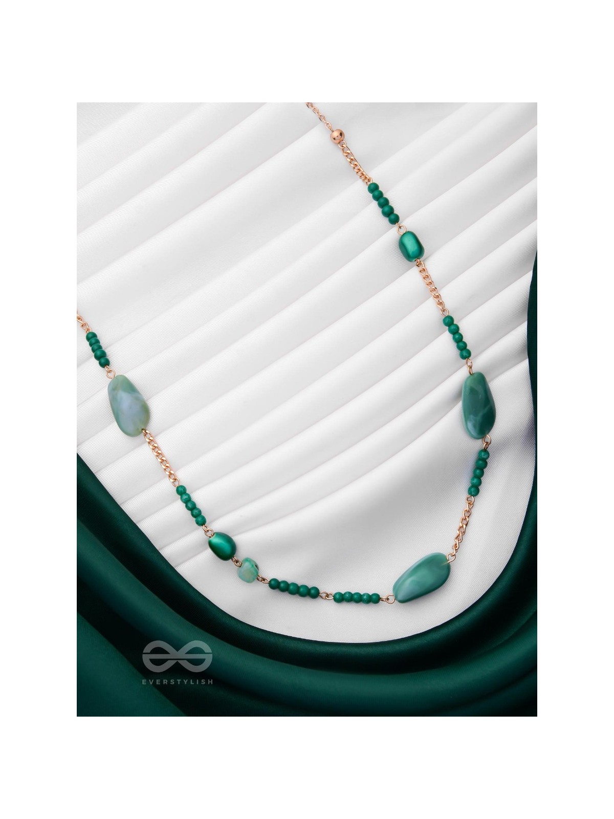 The Mossy Cascade - Bold Golden Neckpiece With Anti-Tarnish Coating 