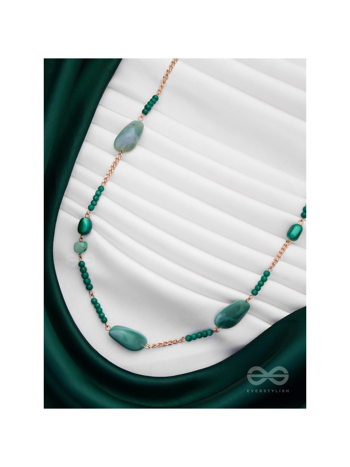 The Mossy Cascade - Bold Golden Neckpiece With Anti-Tarnish Coating 