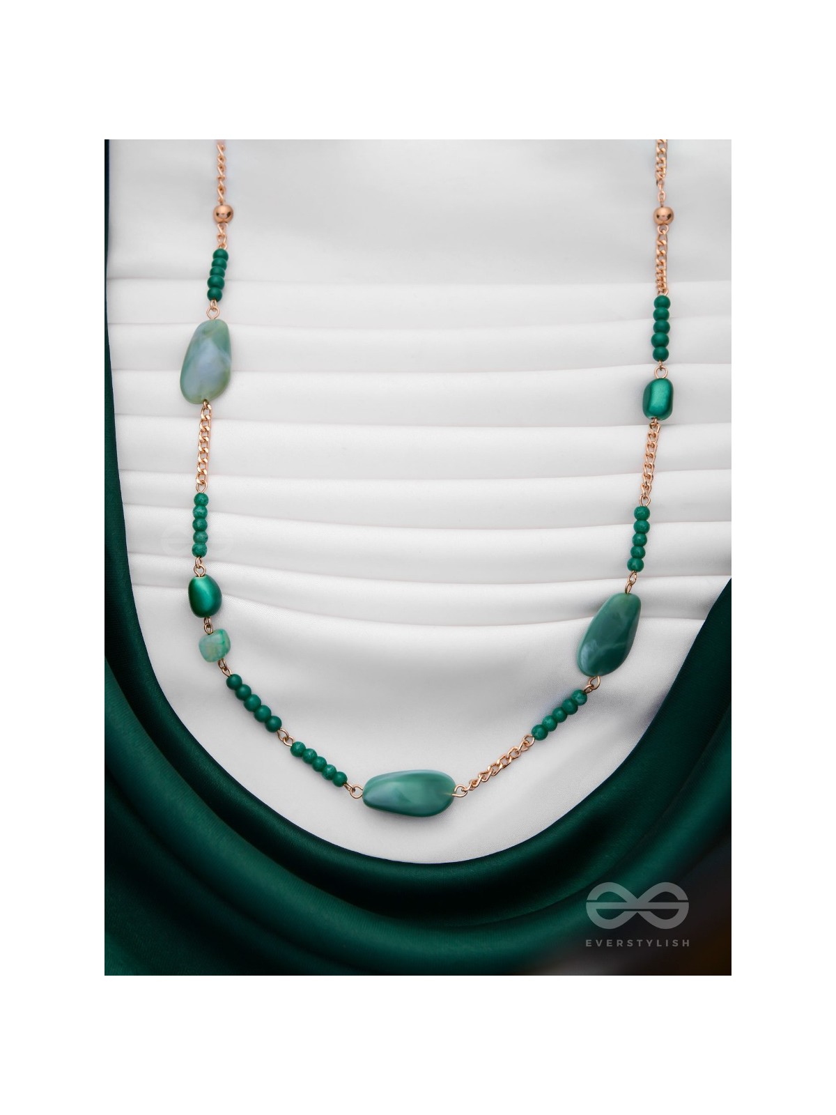 The Mossy Cascade - Bold Golden Neckpiece With Anti-Tarnish Coating 