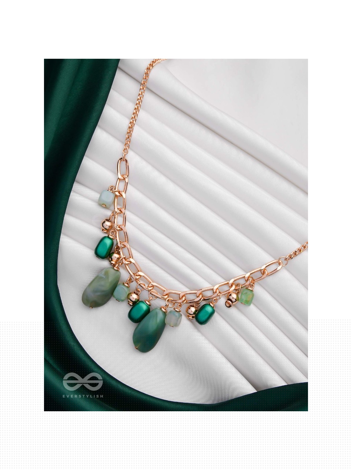 The Green Dream - Golden Chunky Neckpiece With Anti-Tarnish Coating 
