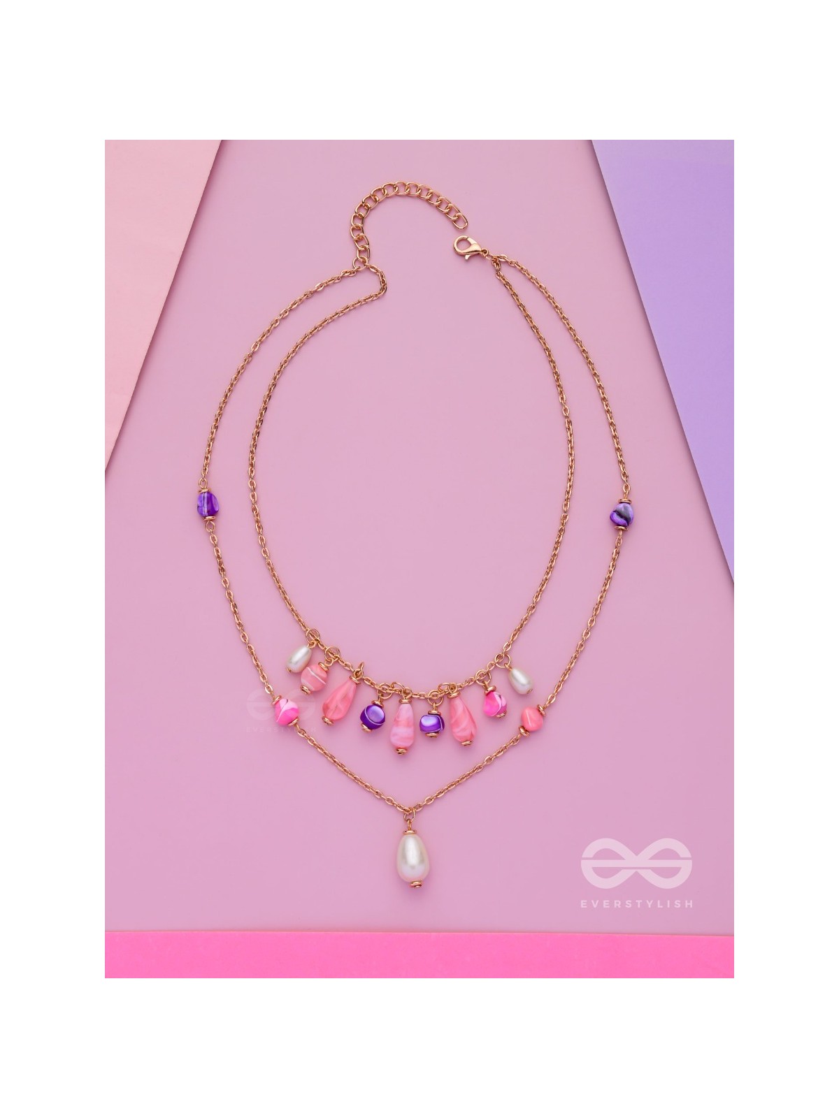 Whimsy Wonderland Waves - Cute Multilayered Neckpiece With Anti-Tarnish Coating 