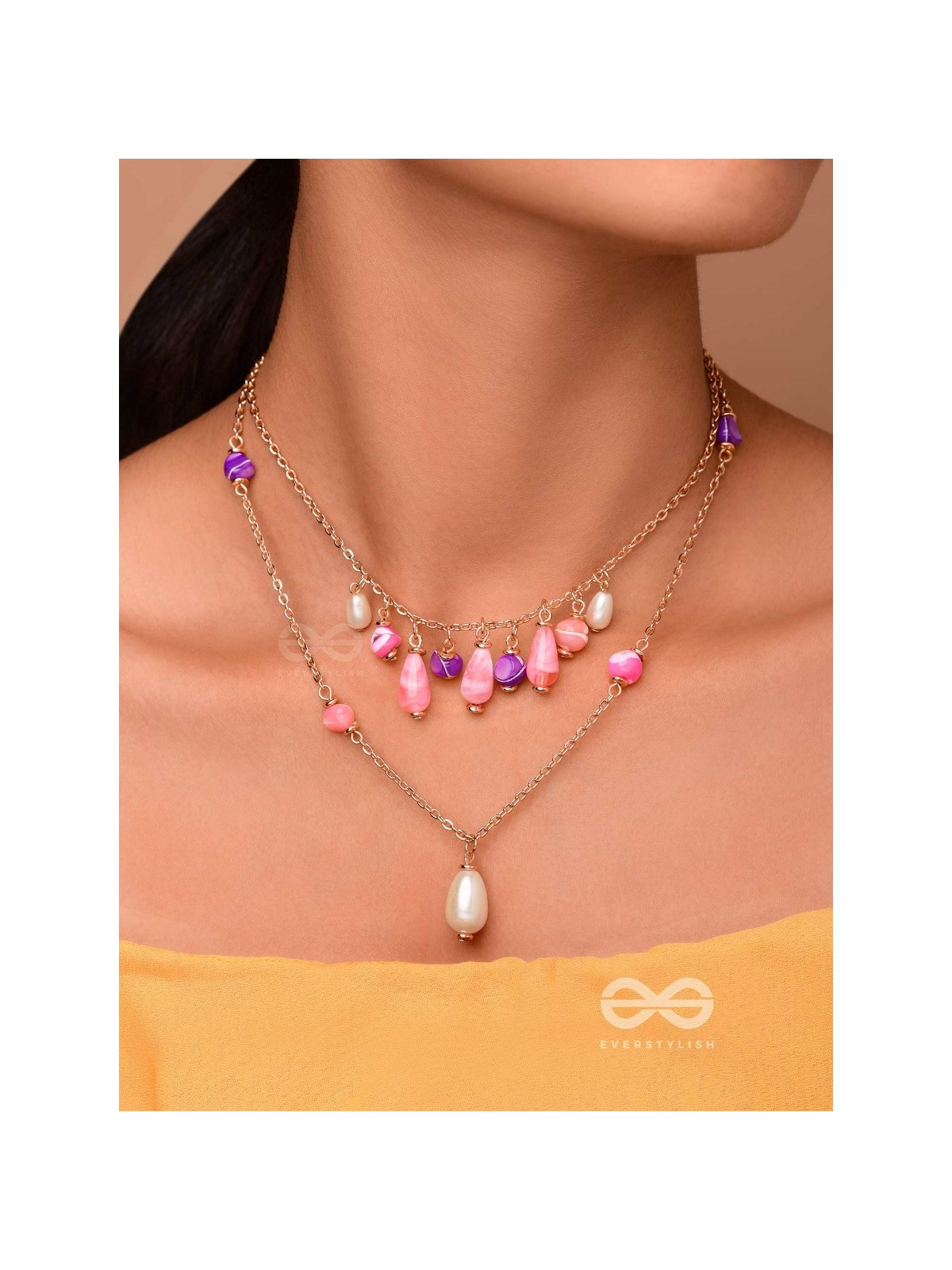 Whimsy Wonderland Waves - Cute Multilayered Neckpiece With Anti-Tarnish Coating 