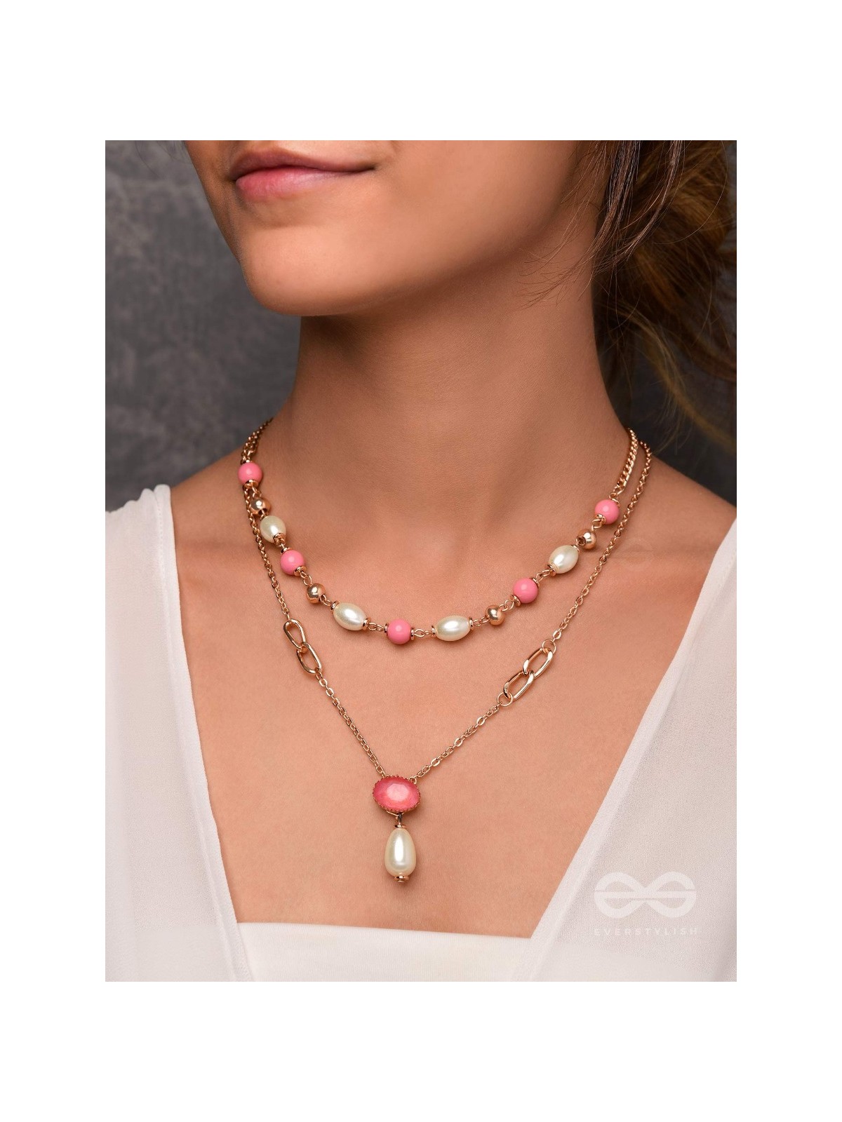 Lustrous Love Layers - Golden Multilyered Necklace With Anti-Tarnish Coating 