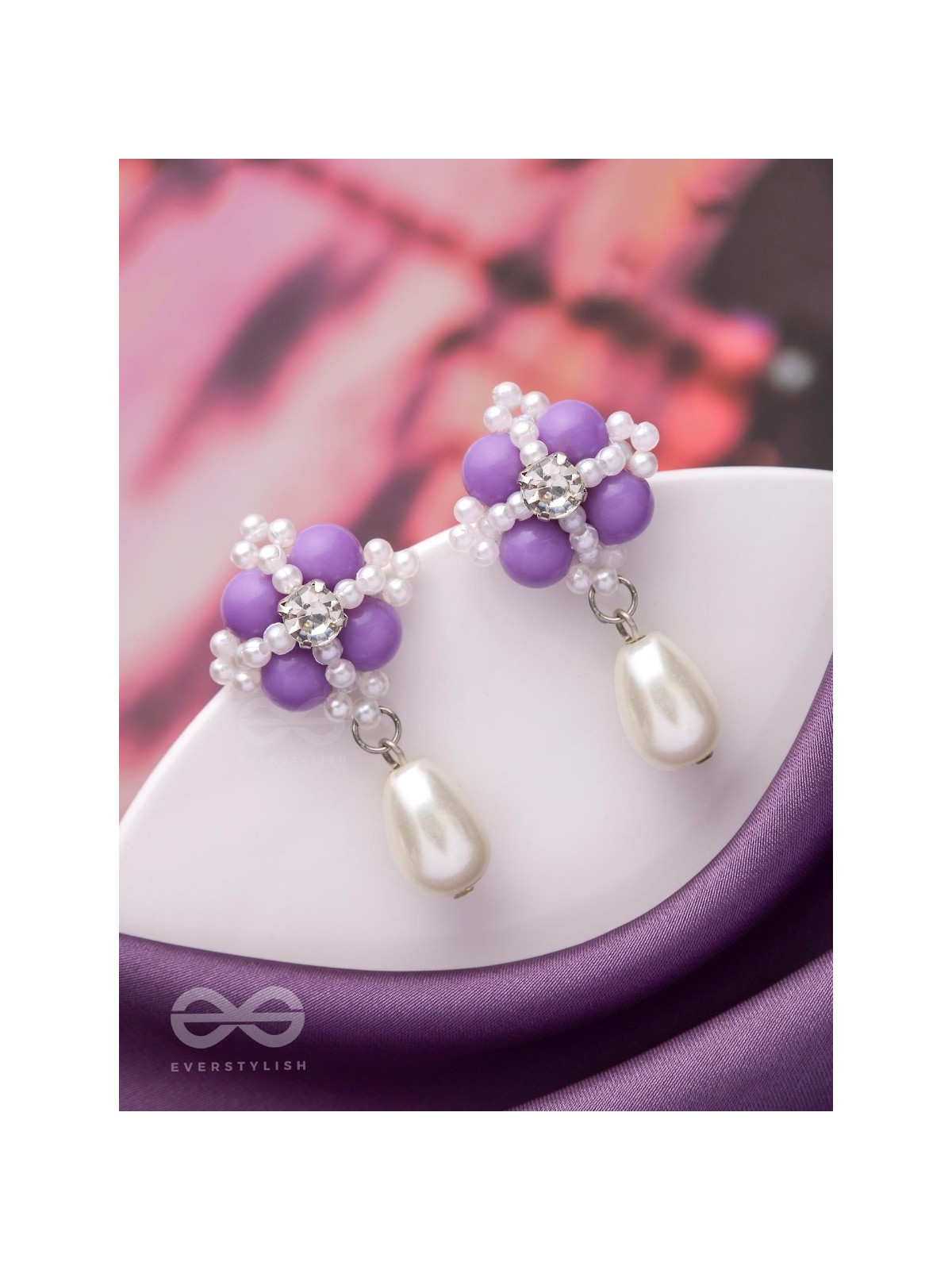 A LAVENDER HAZE - CLASSIC BEADED DROP EARRINGS 